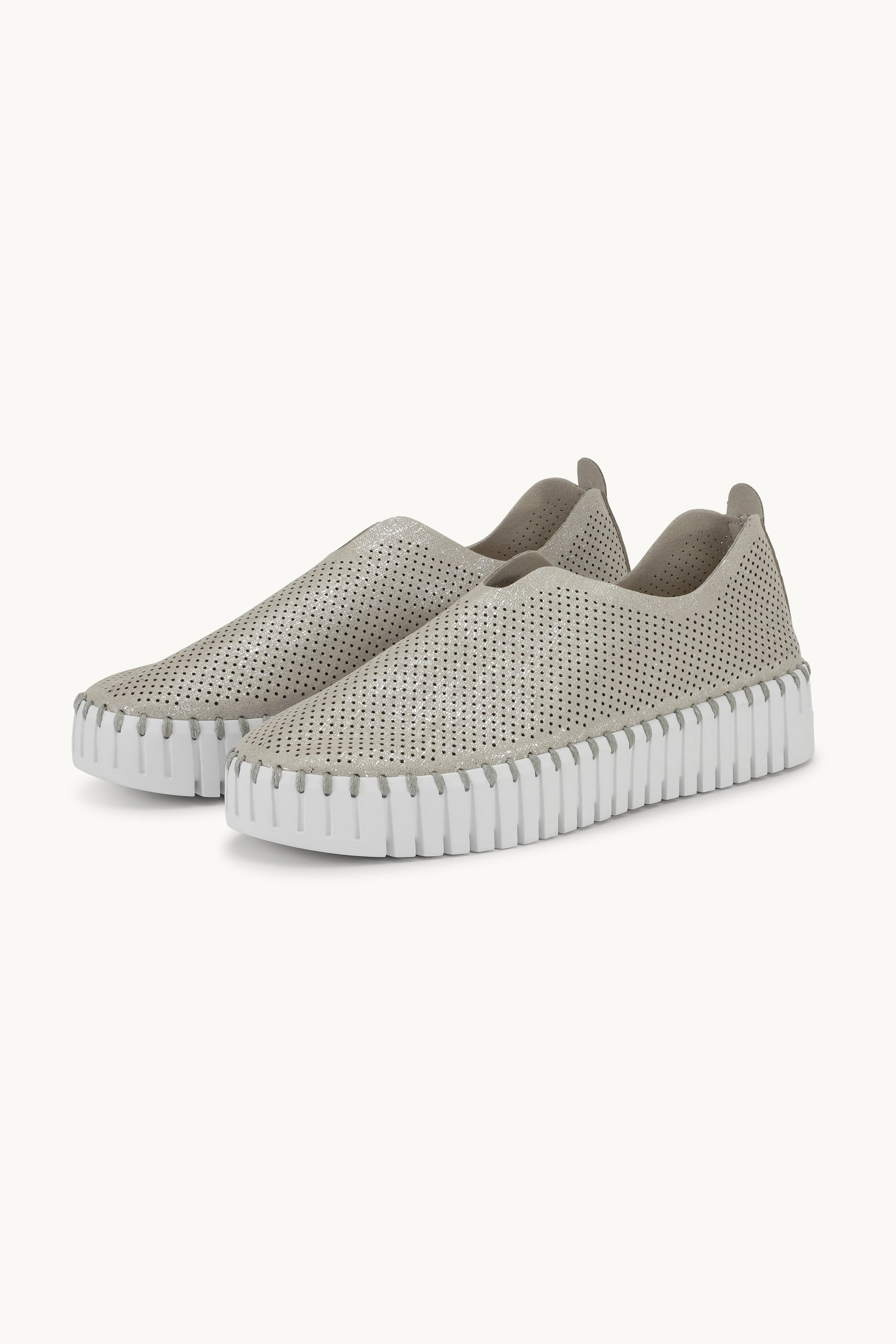 Platform Tulip Sko Glitter - Silver White