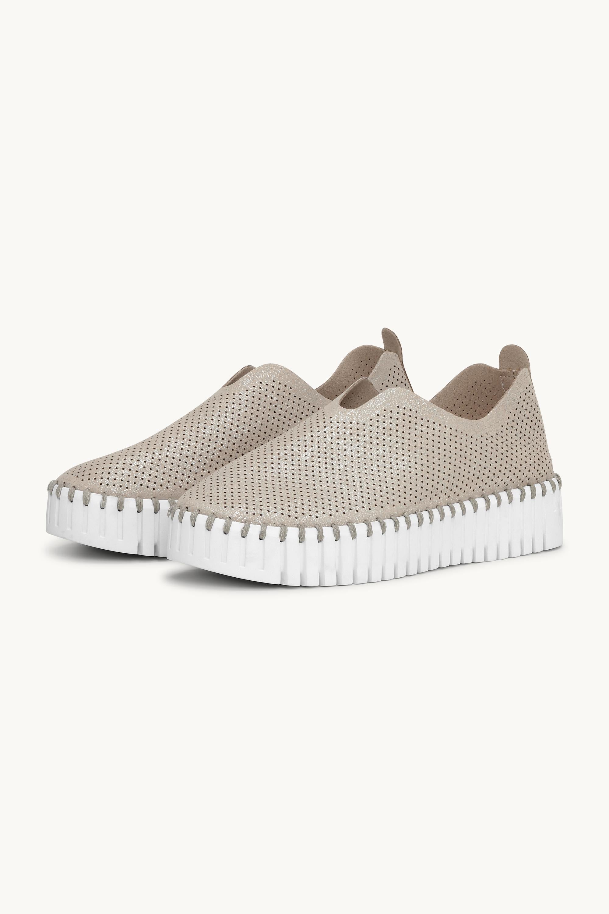 Platform Tulip Sko Glitter - Silver White