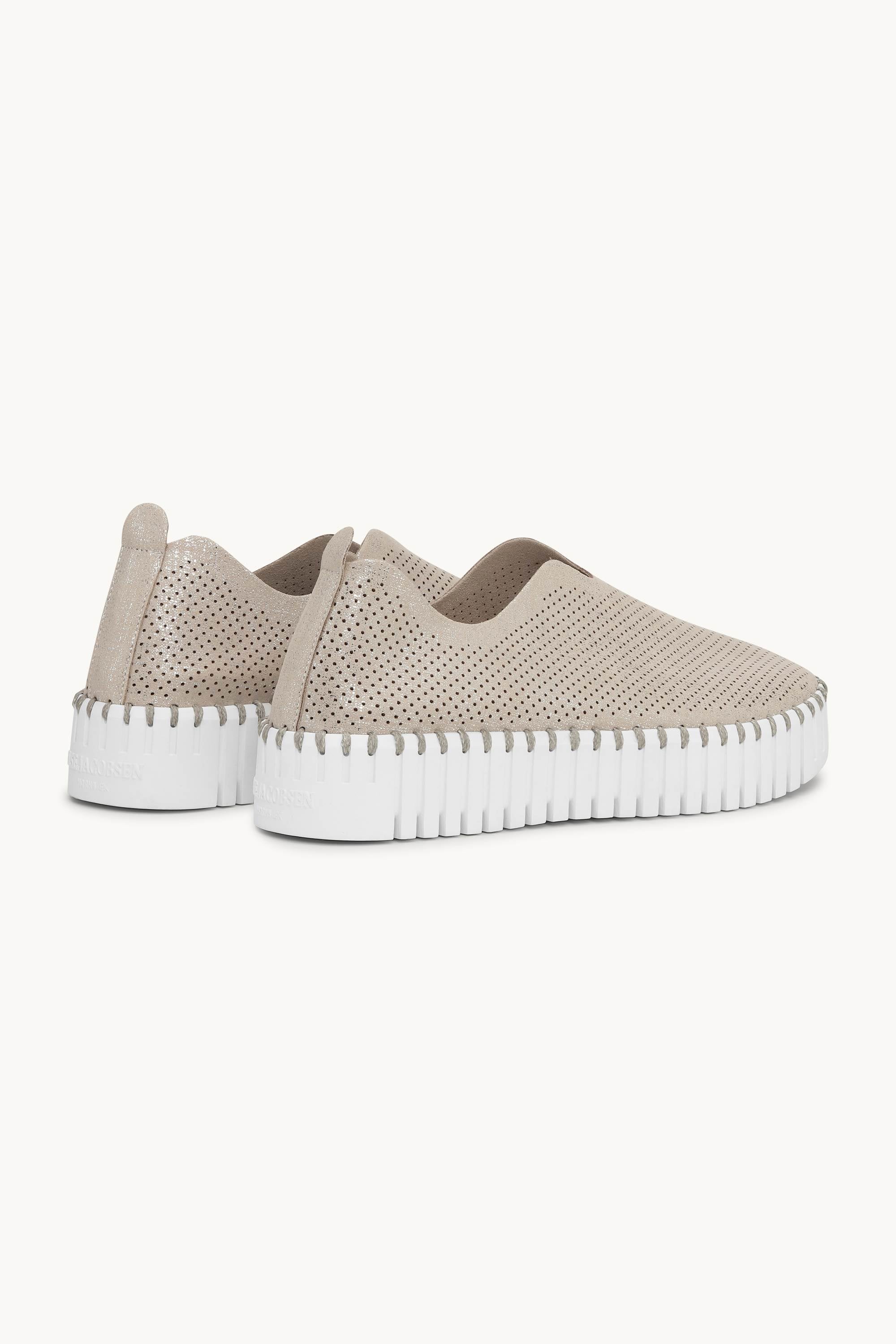 Platform Tulip Sko Glitter - Silver White