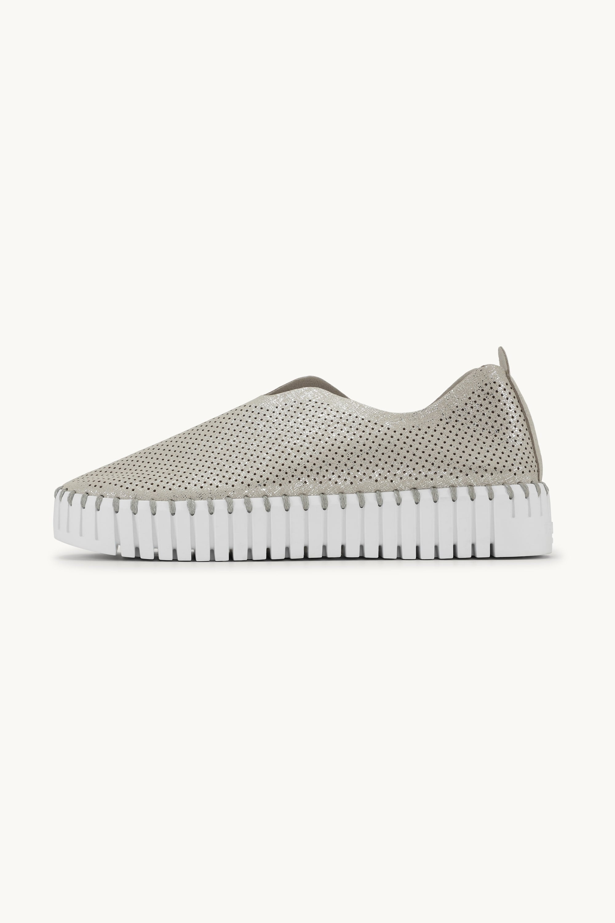 Platform Tulip Sko Glitter - Silver White