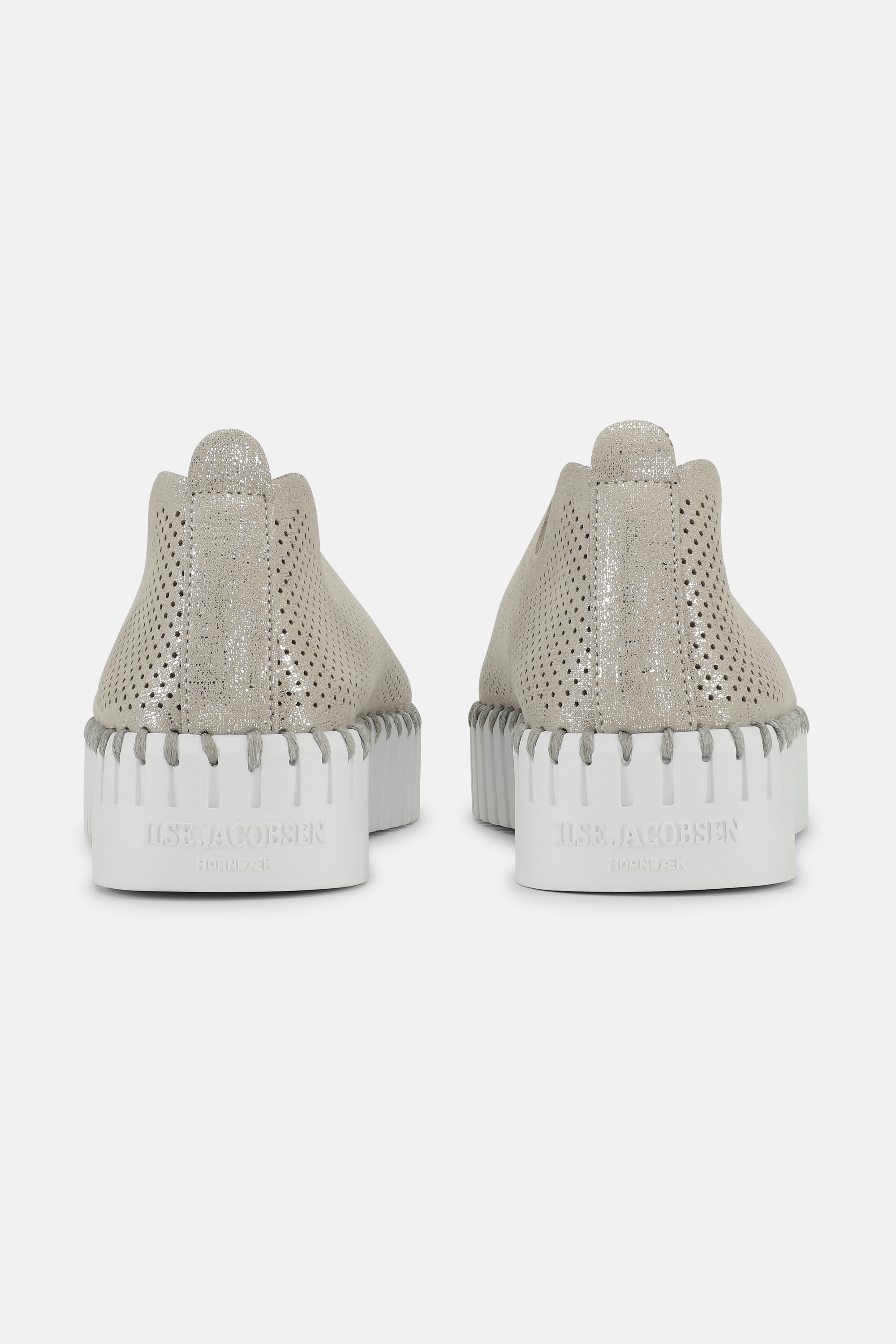 Platform Tulip Sko Glitter - Silver White