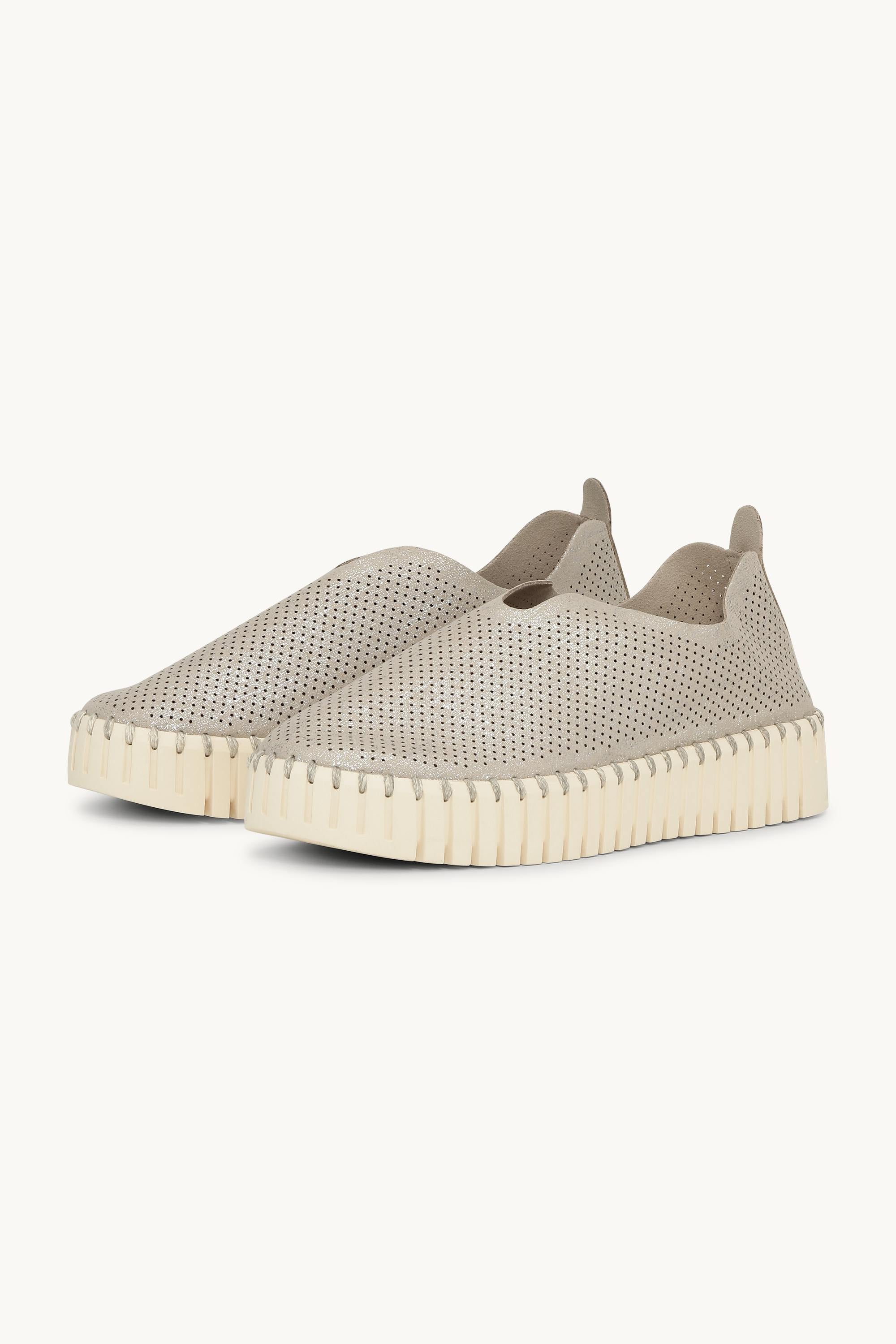 Platform Tulip Sko Glitter - Silver Pearled Ivory