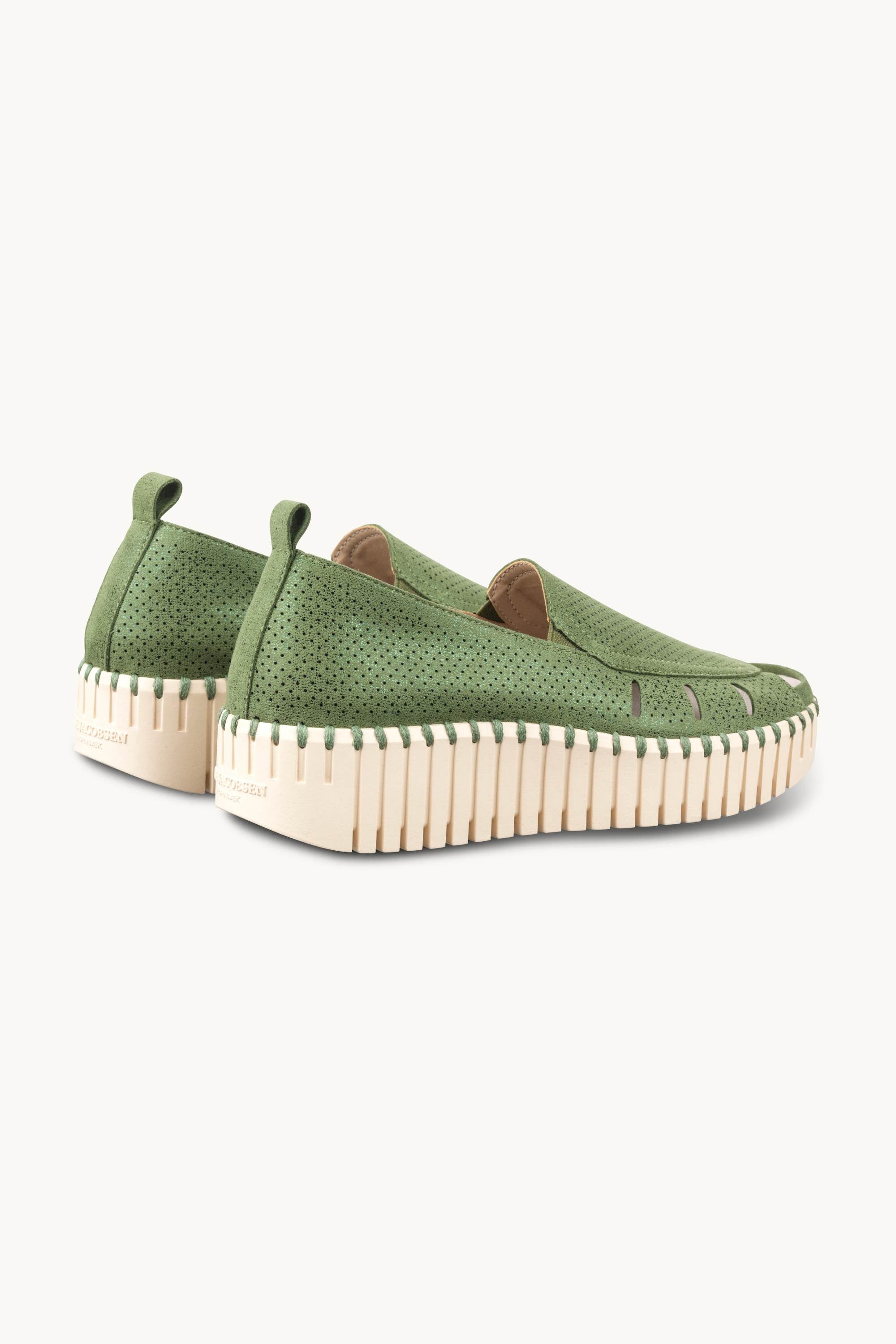 Tulip Sandal in Glitter - Artichoke Green Pearled Ivory