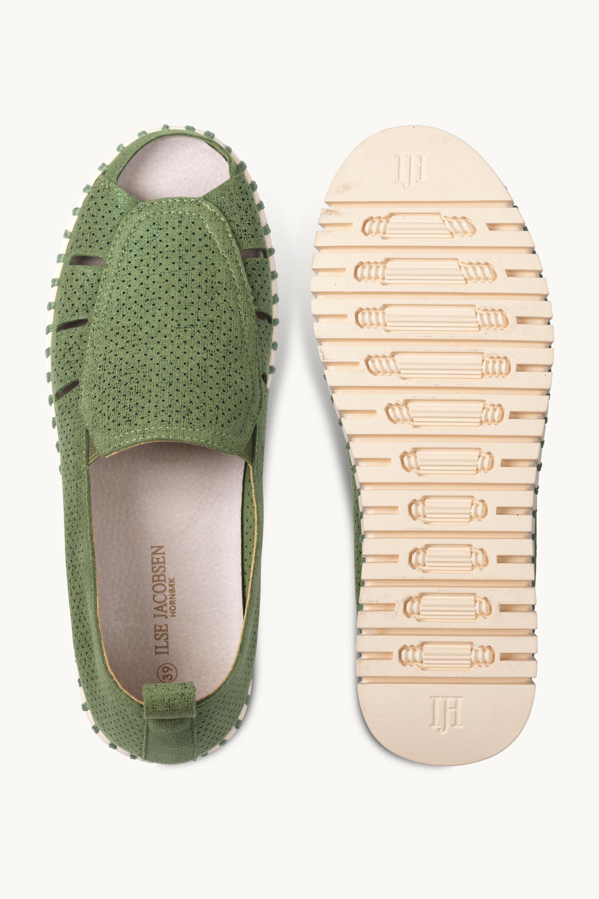Tulip Sandal in Glitter - Artichoke Green Pearled Ivory