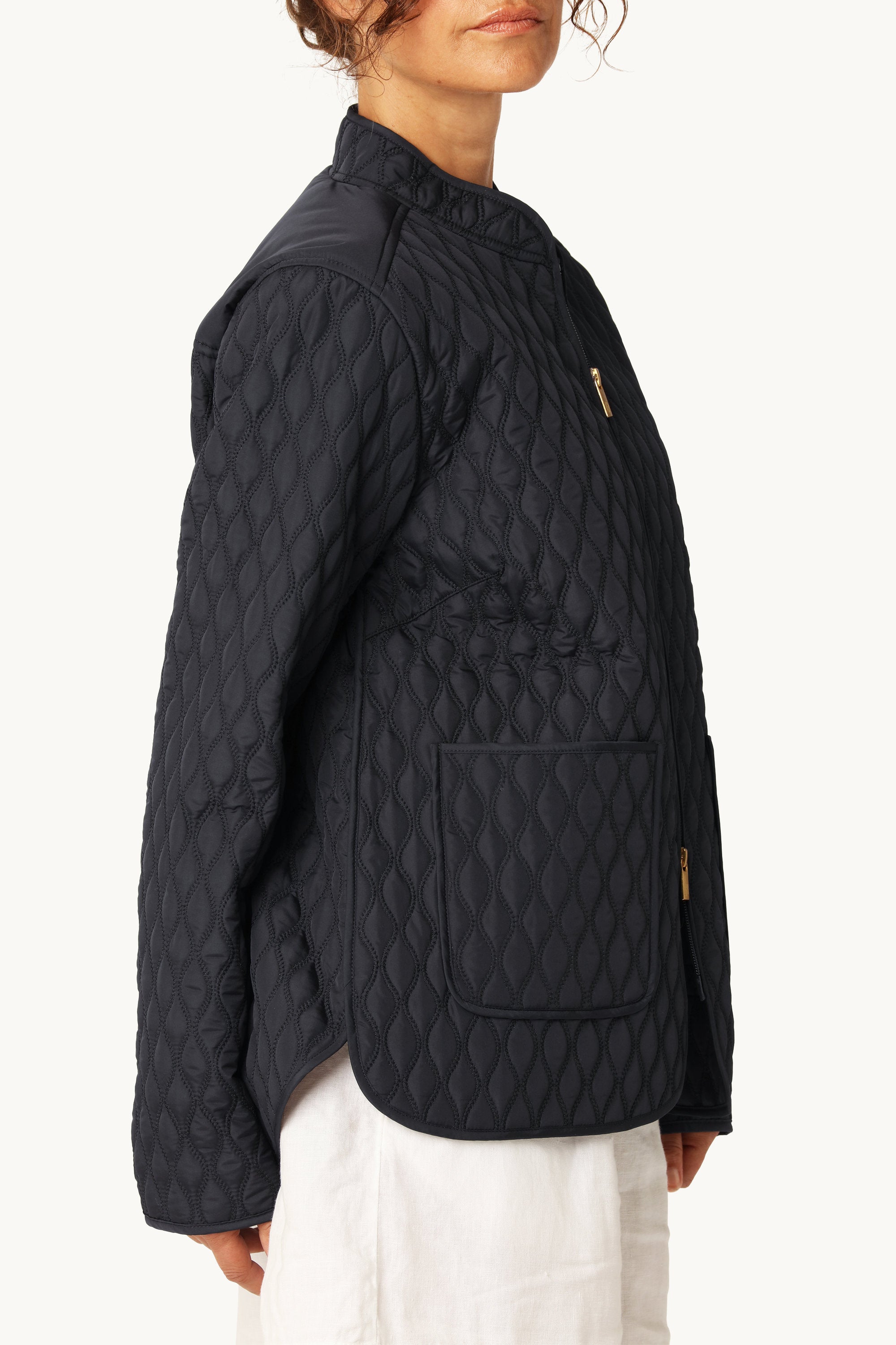 Short Quilt Jacket - Dark Indigo