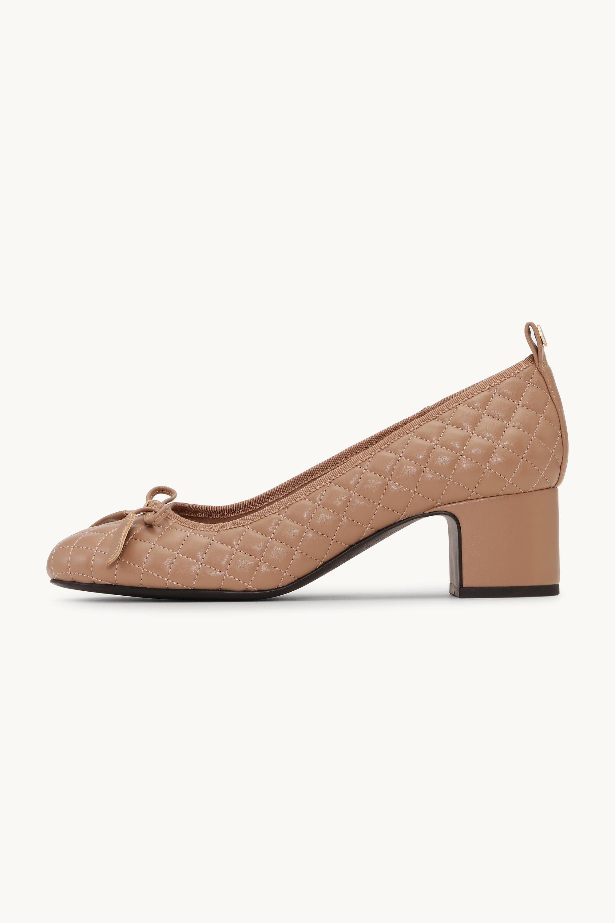 Quilted Ballerina with Heel - Clay Black