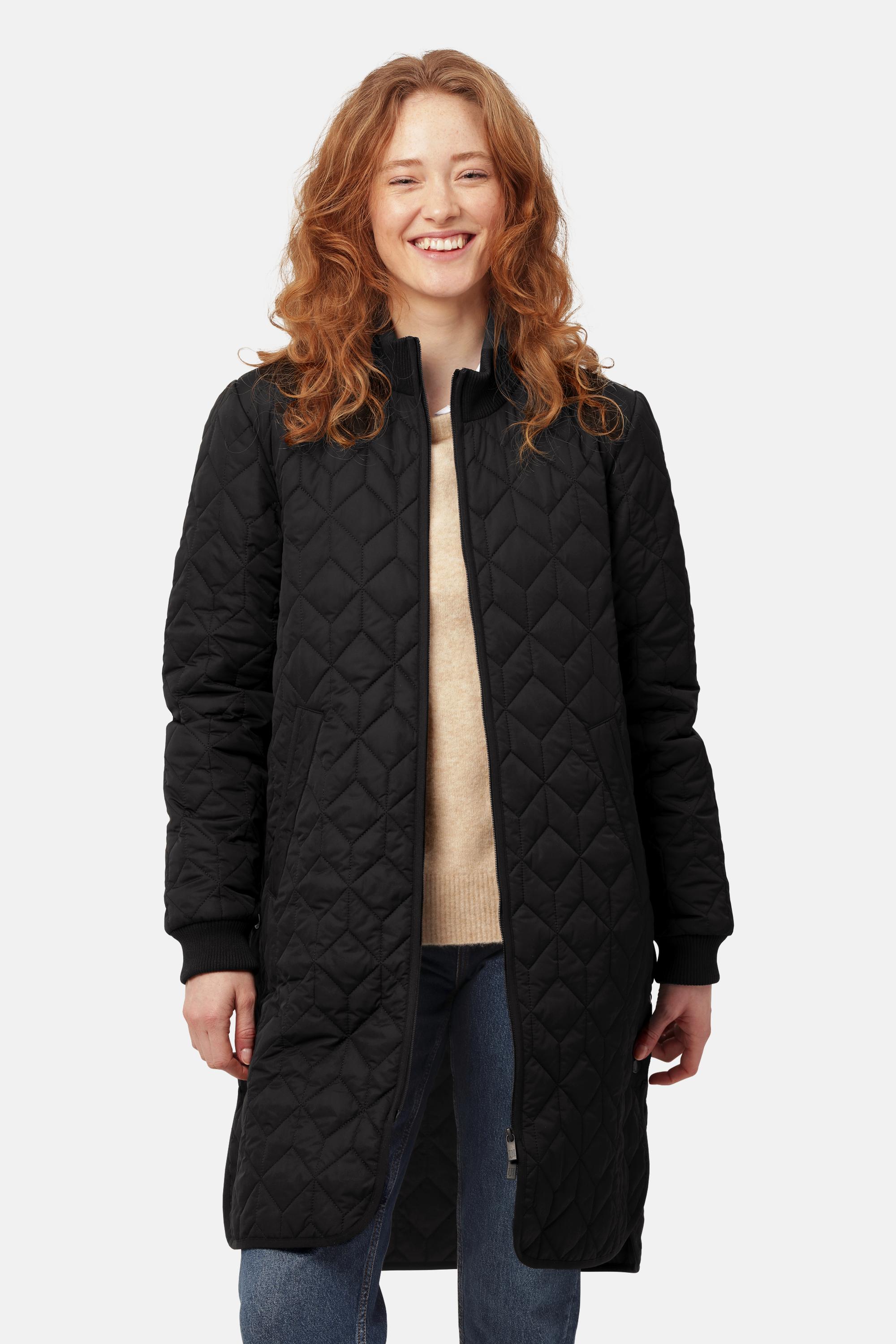 Long Padded Quilt Jacket - Black