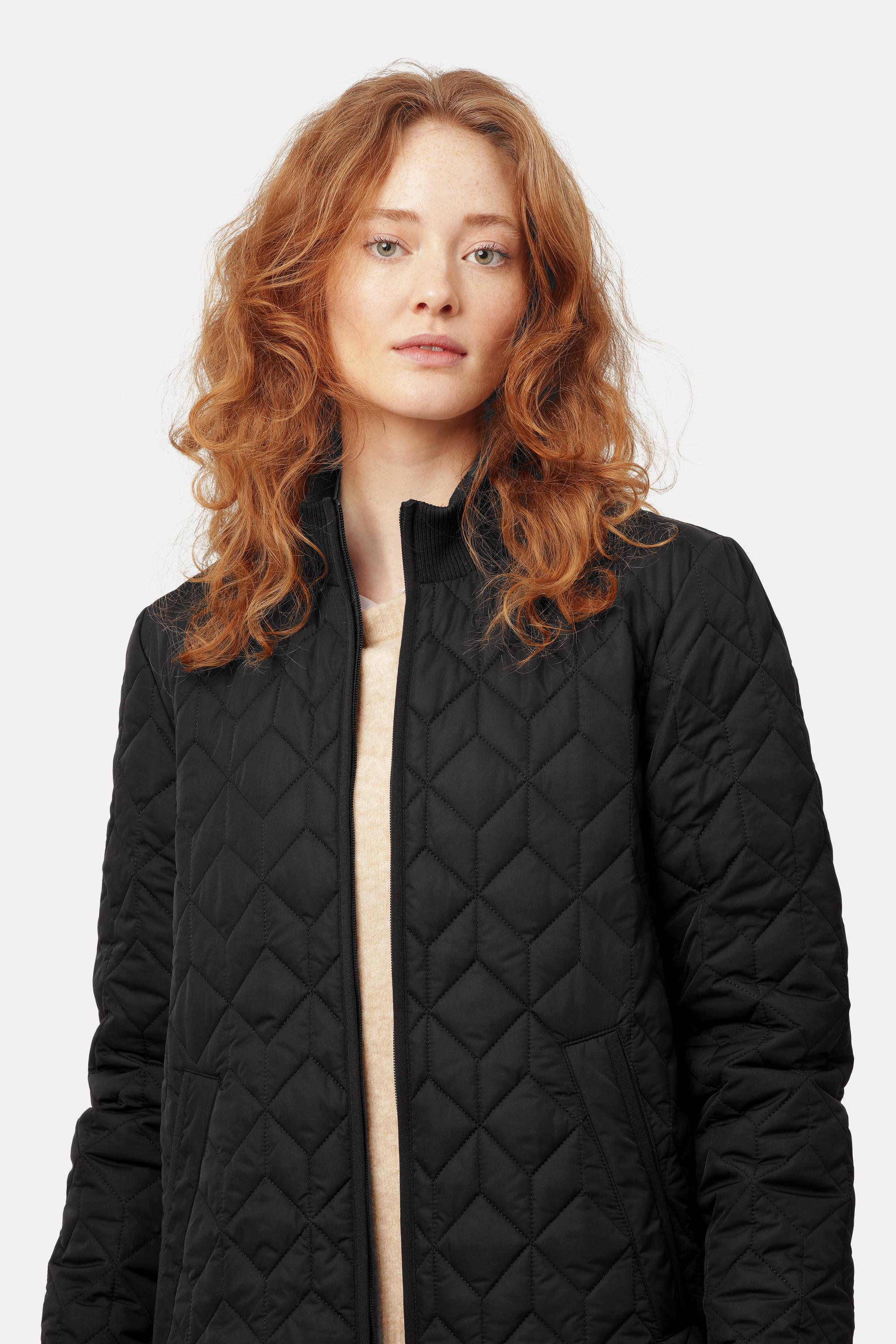 Long Padded Quilt Jacket - Black