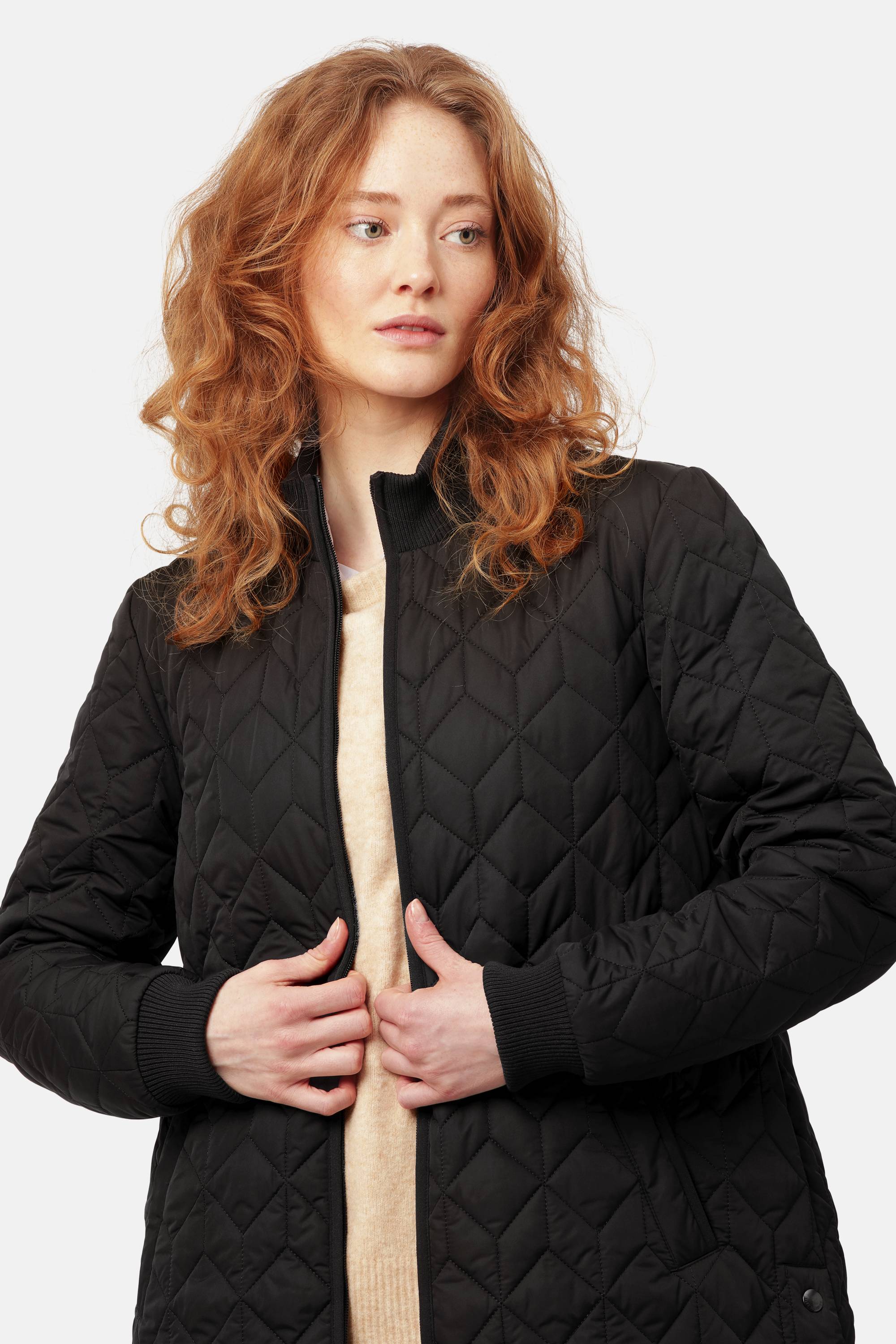 Long Padded Quilt Jacket - Black