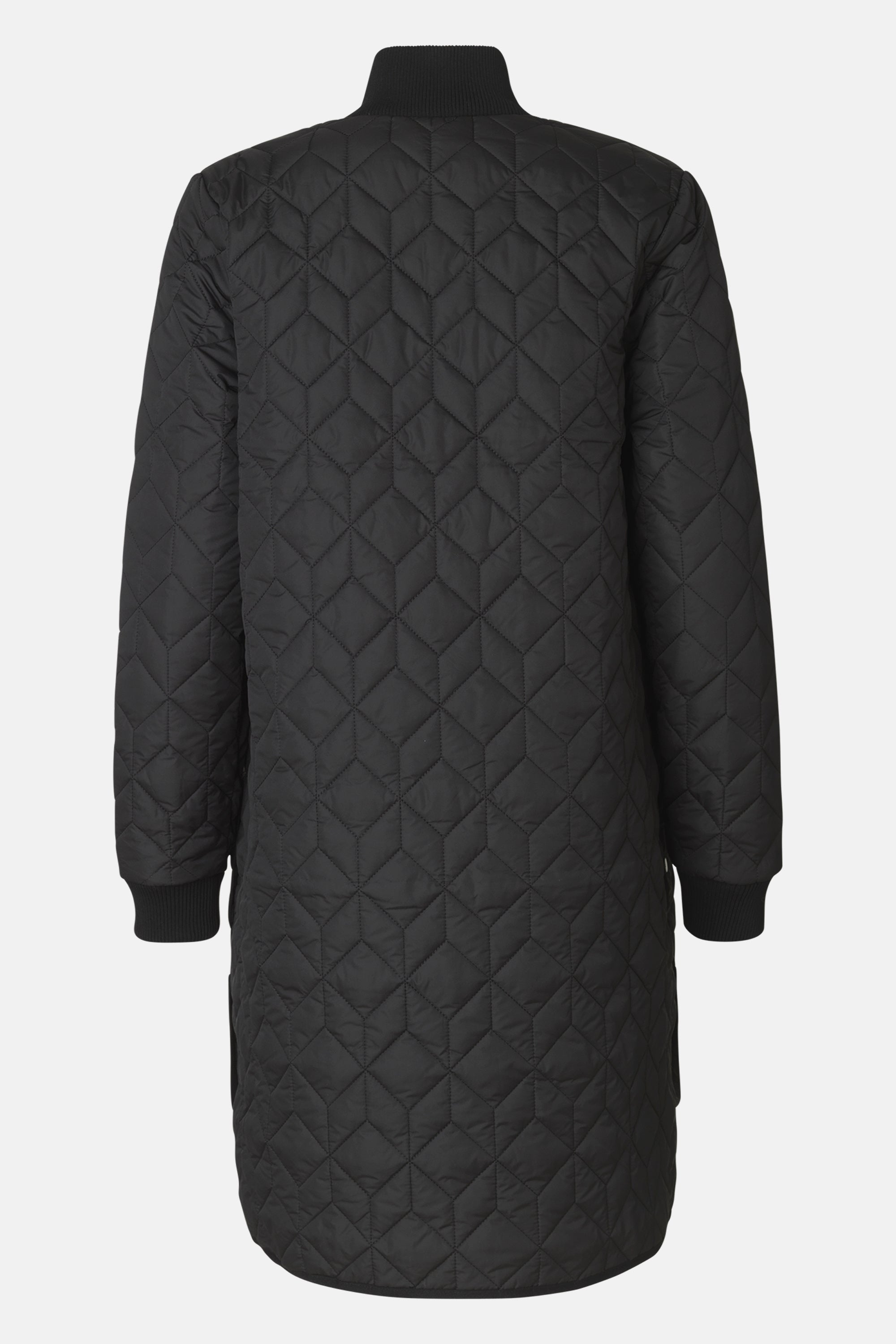 Long Padded Quilt Jacket - Black