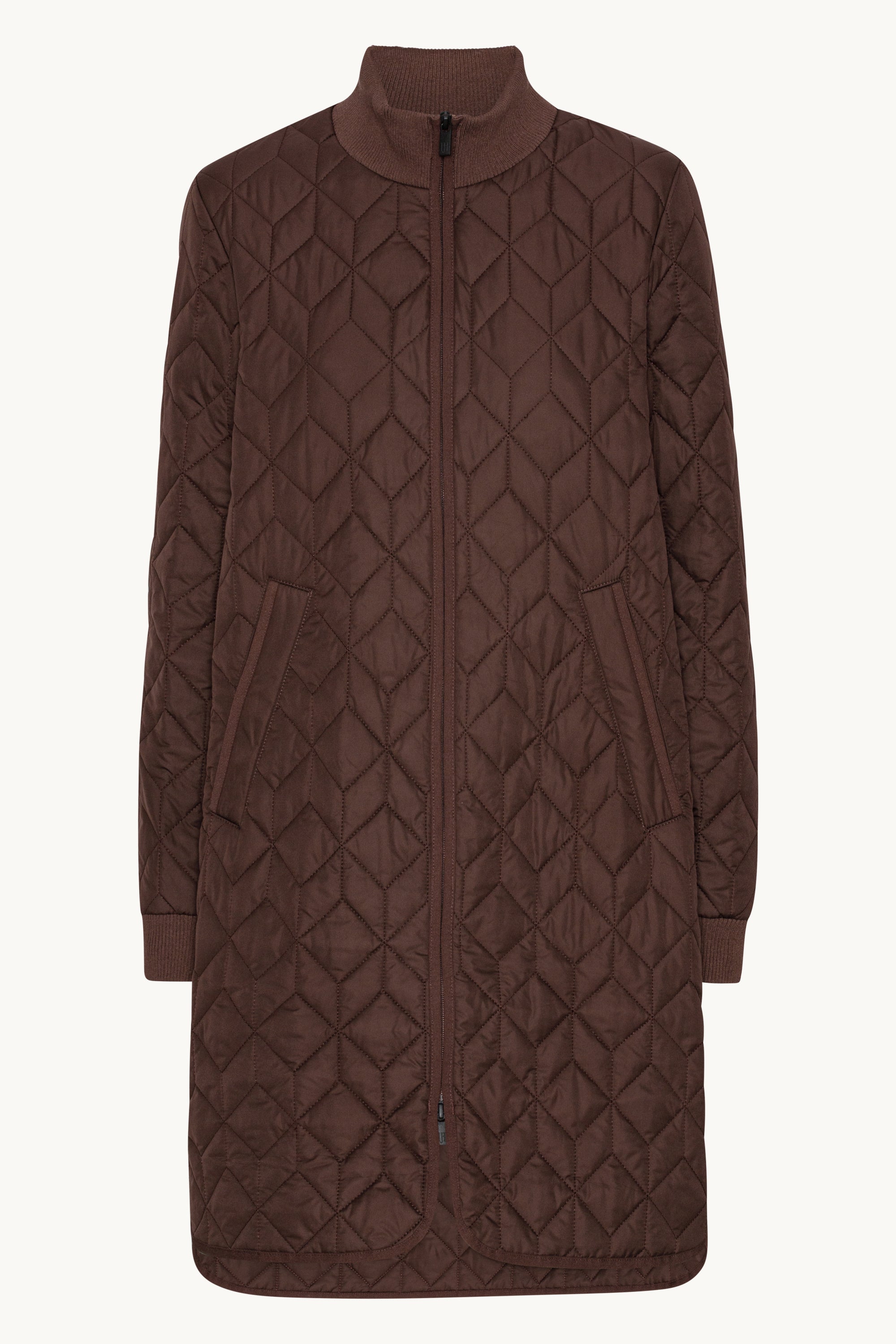 Long Padded Quilt Jacket - Ebony