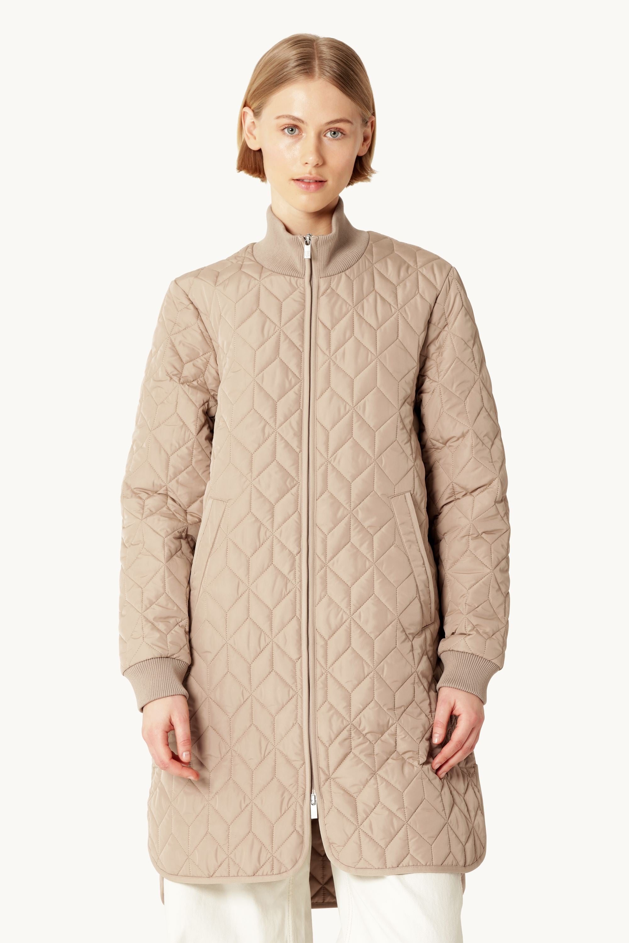 Long Quilted Jacket - Wheat