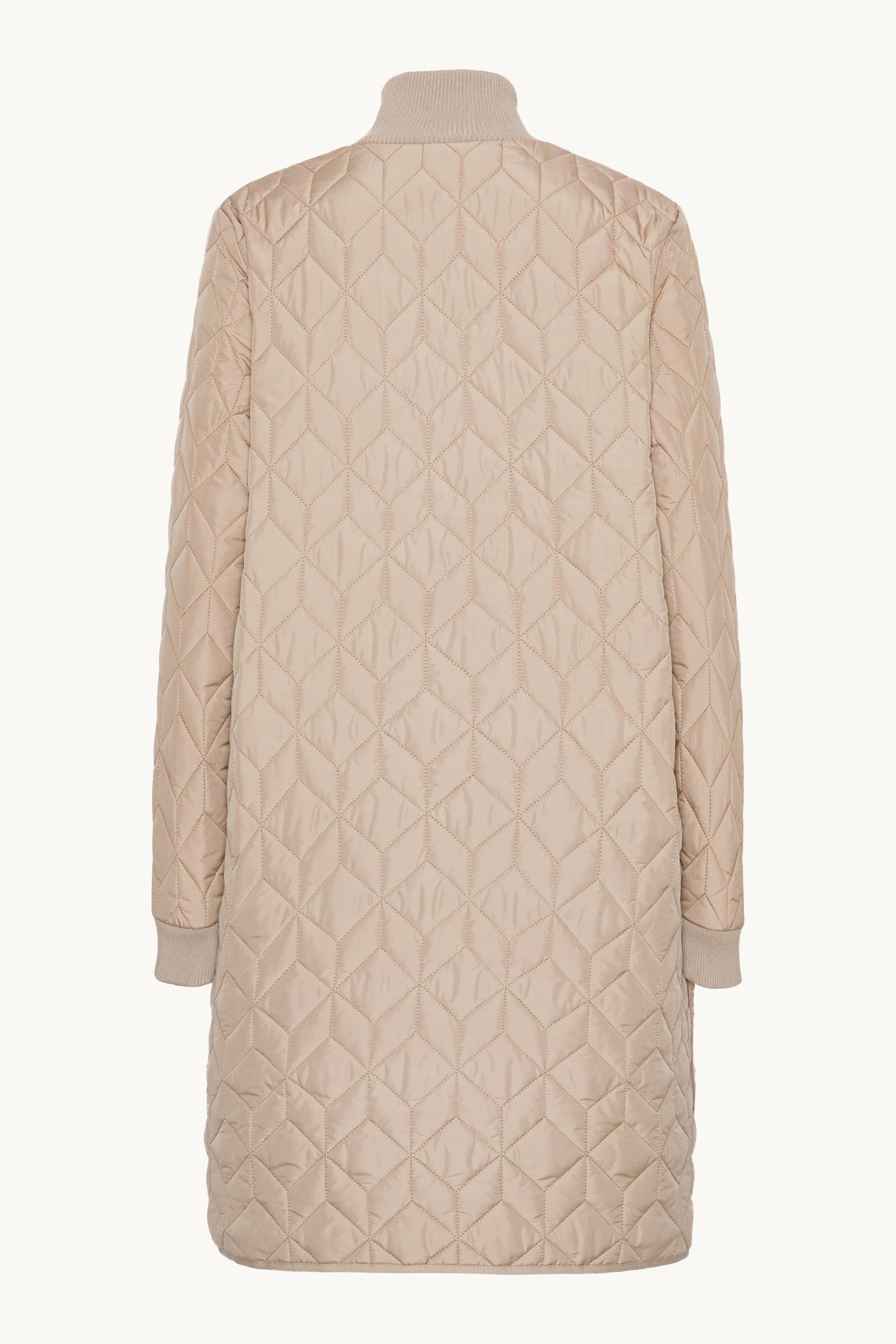 Long Padded Quilt Jacket - Wheat