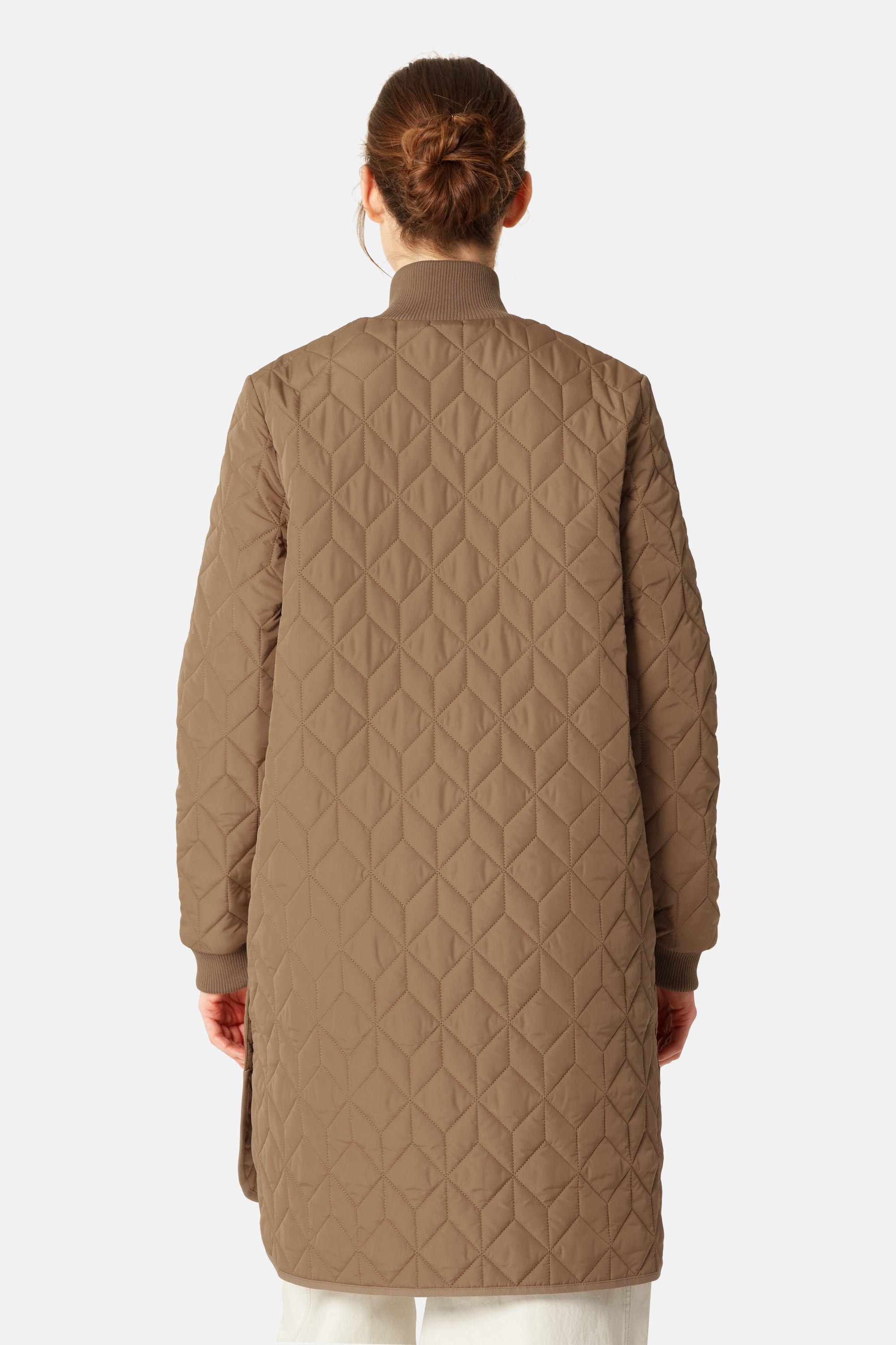 Long Padded Quilt Jacket - Mocca