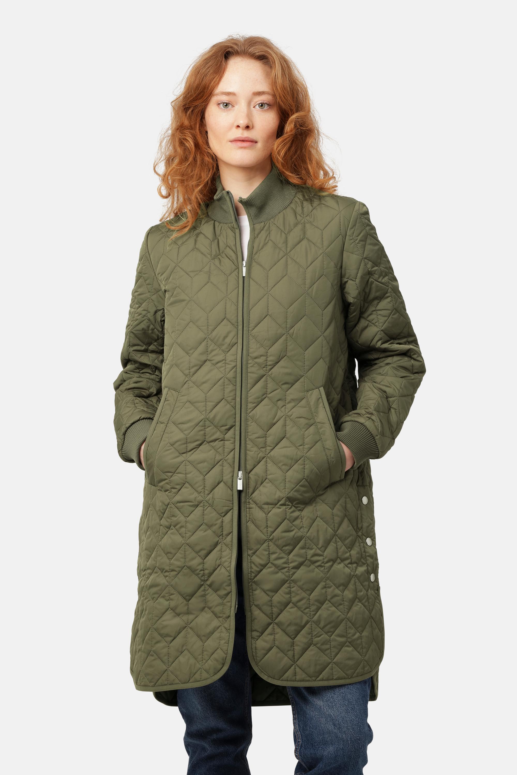 Long Padded Quilt Jacket - Army