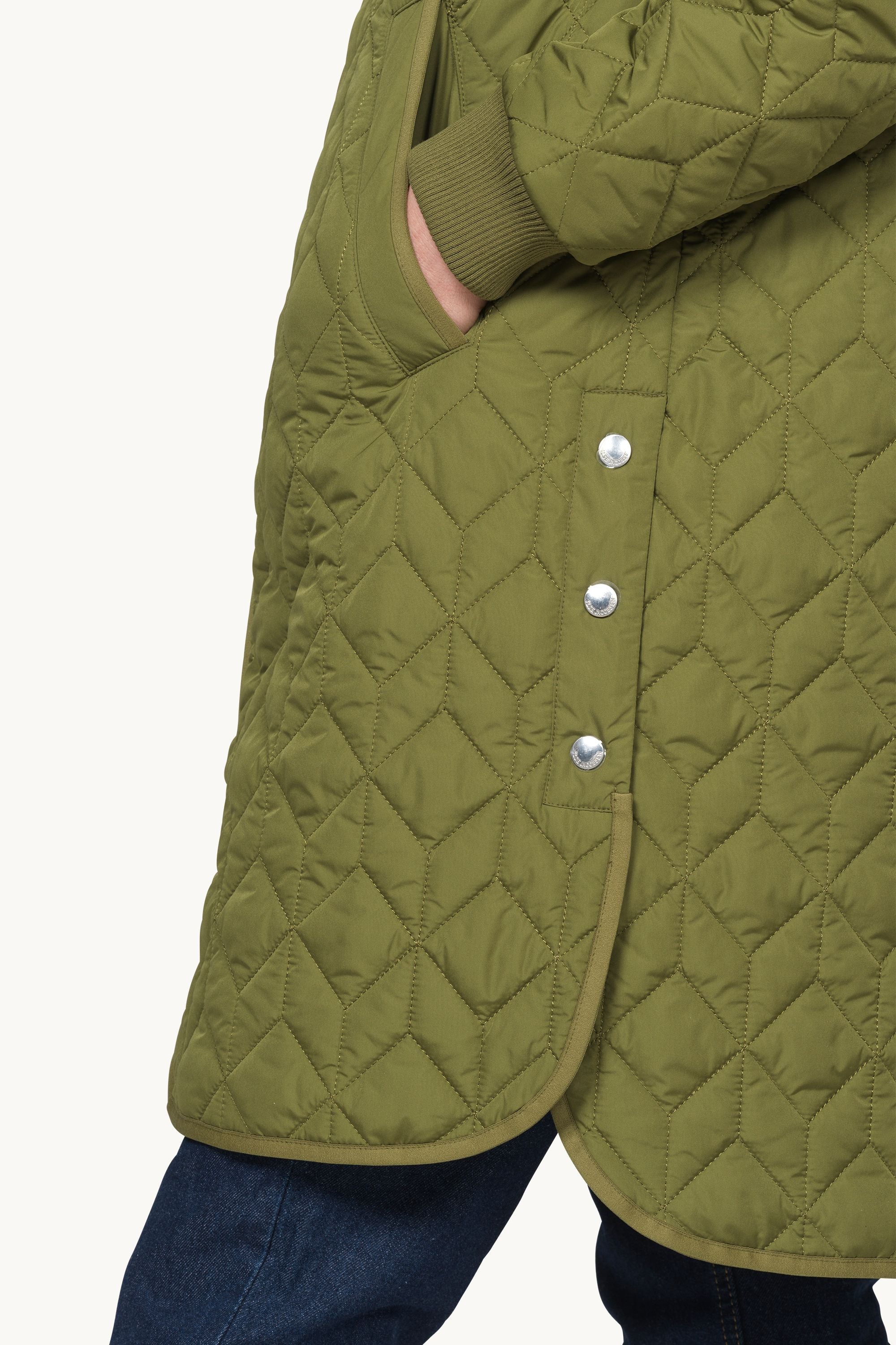 Long Padded Quilt Jacket - Sphagnum