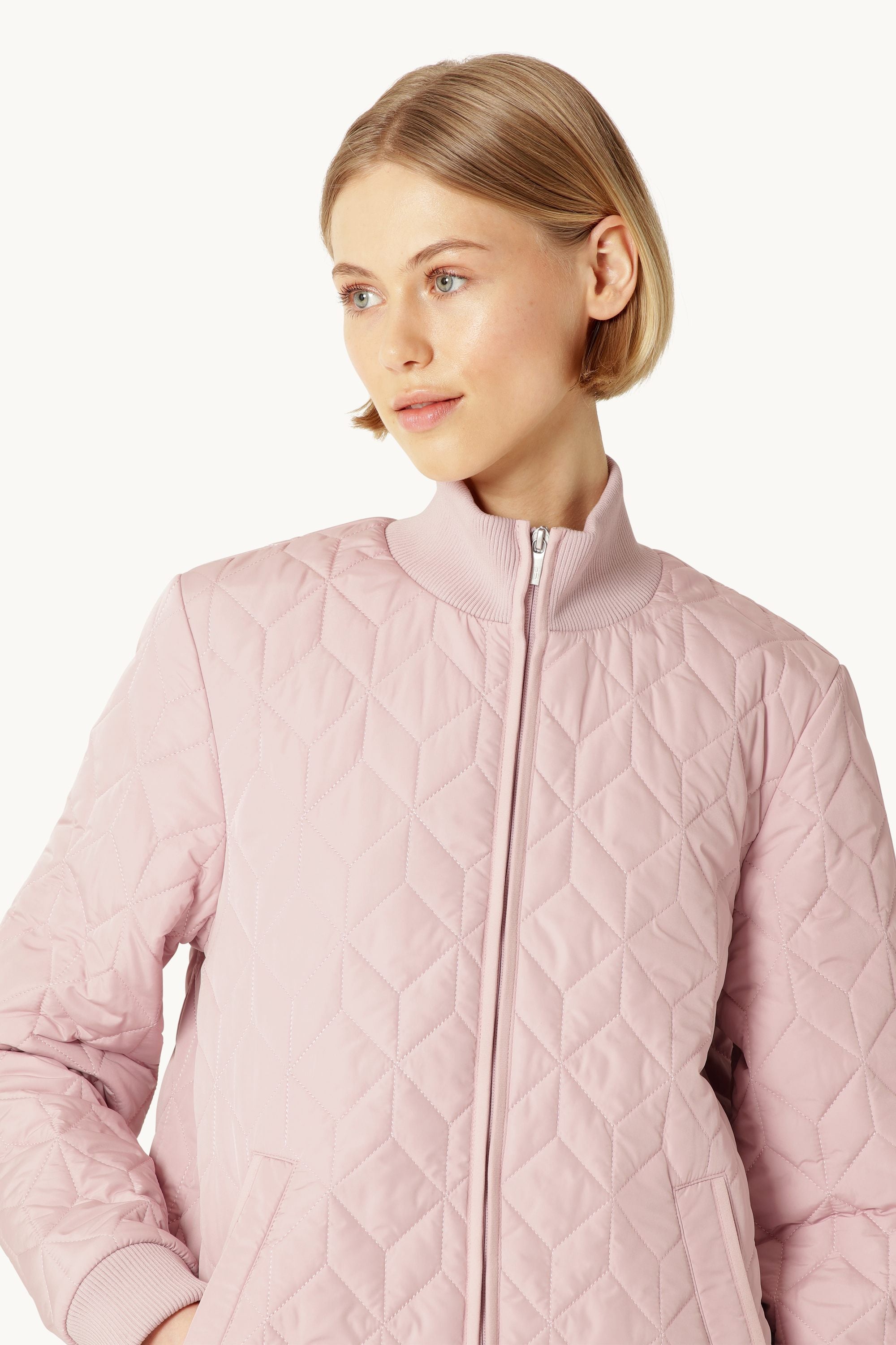Long Padded Quilt Jacket - Burnished Lilac