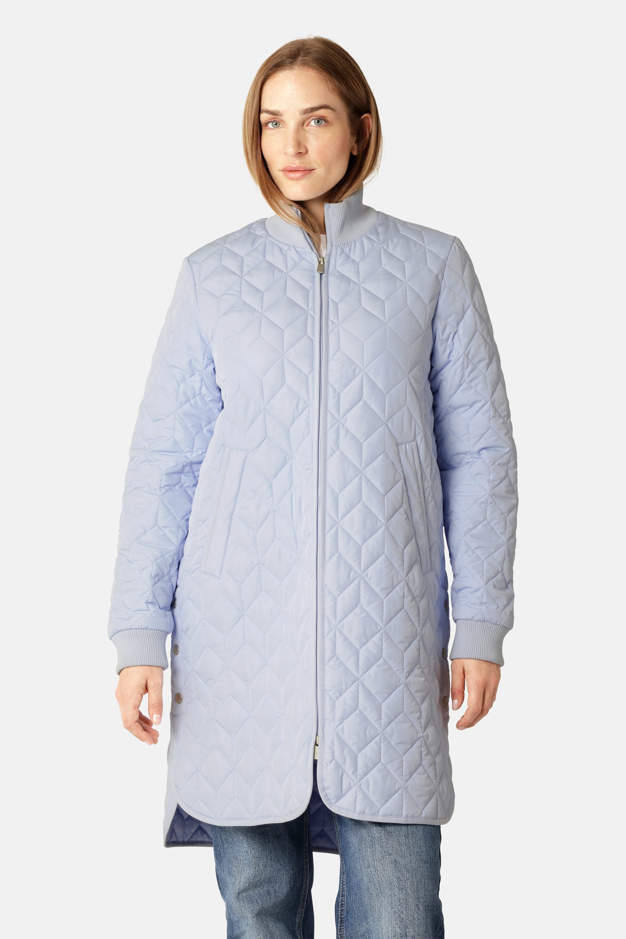 Long Padded Quilt Jacket - Heather