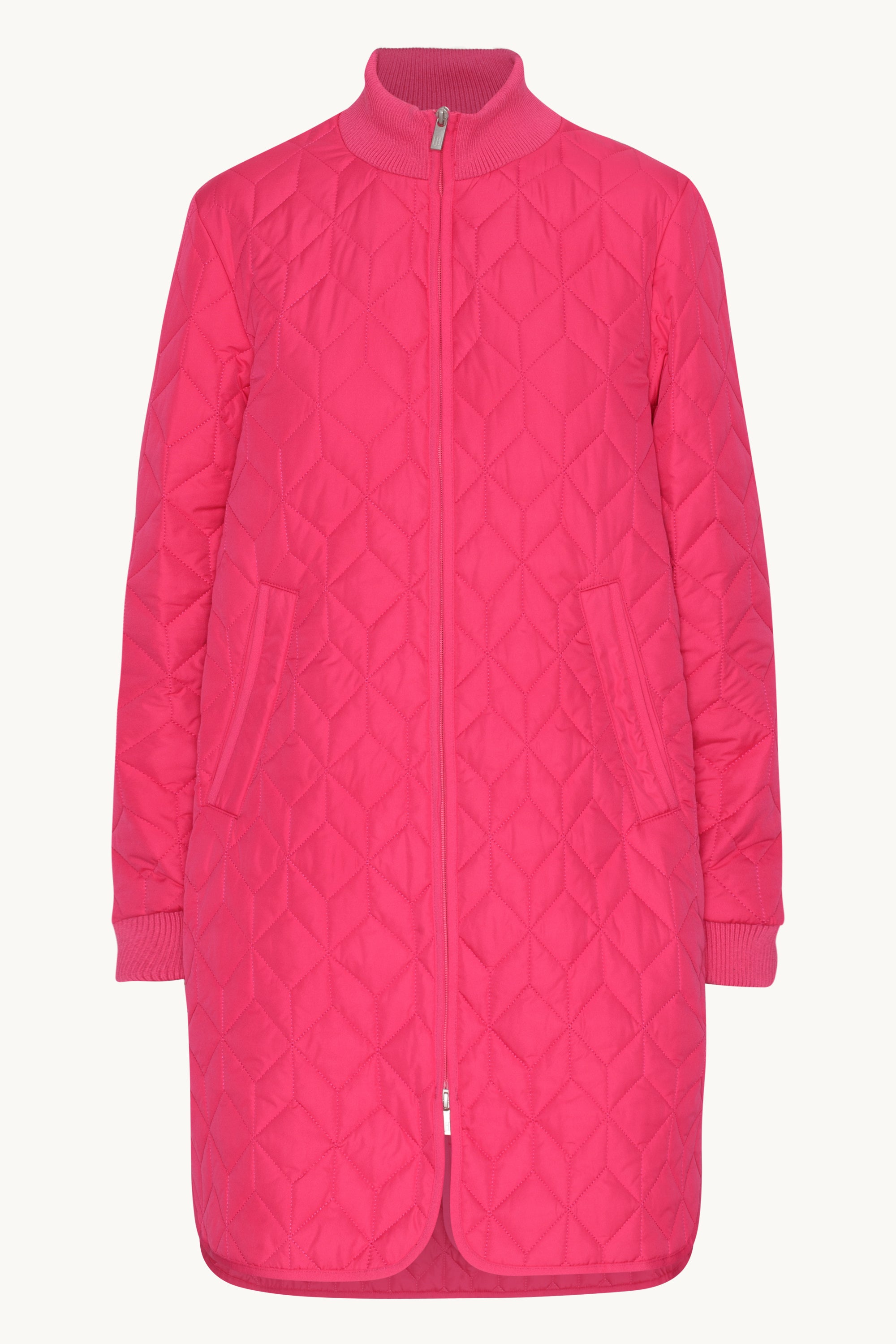Long Padded Quilt Jacket - Magenta