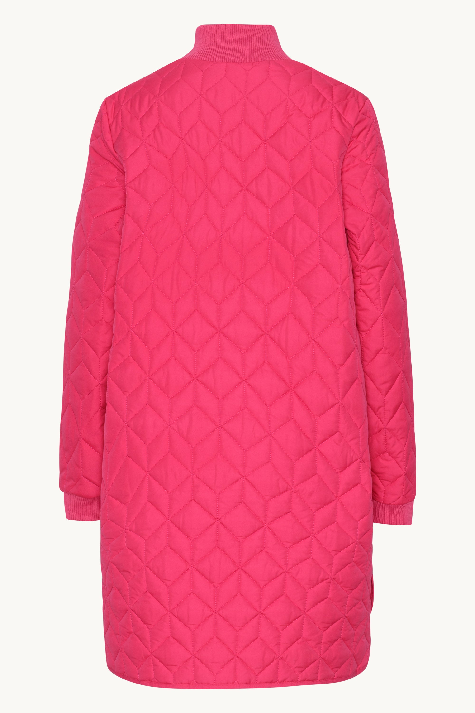 Long Padded Quilt Jacket - Magenta