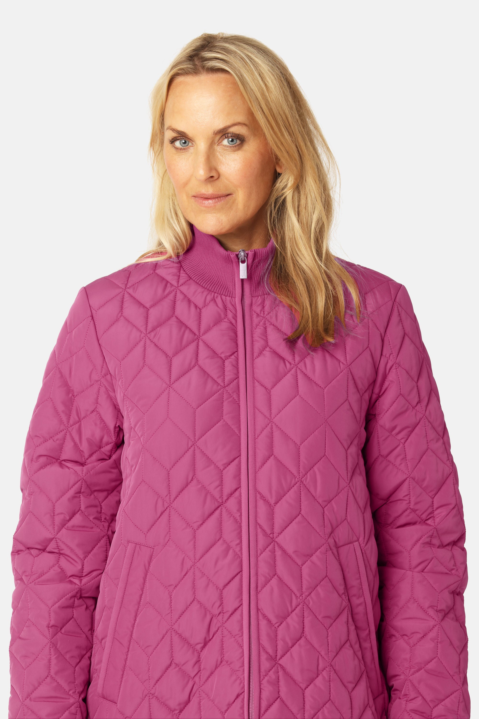 Long Padded Quilt Jacket - Magenta Haze