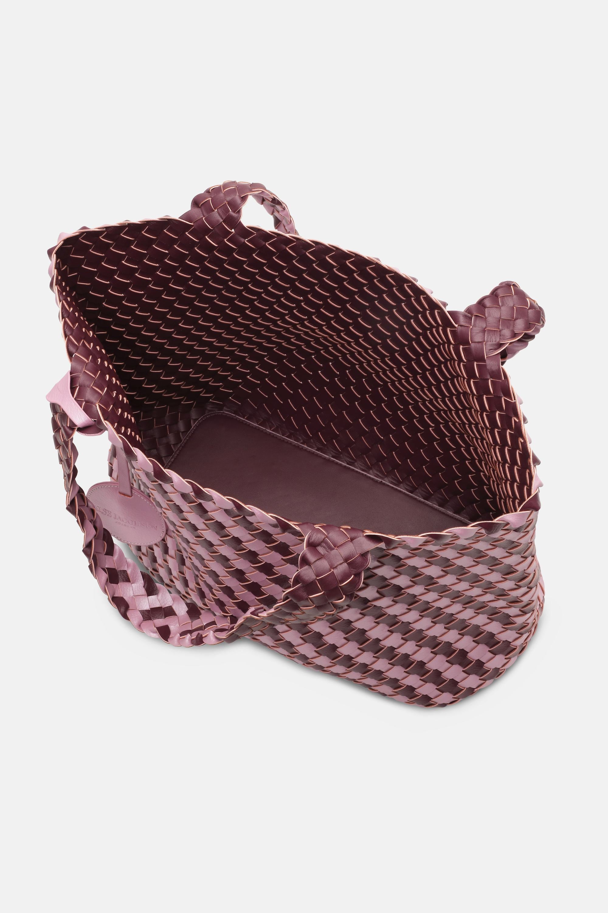 Tote Bag Braided - Maroon Banner Rosy Pink