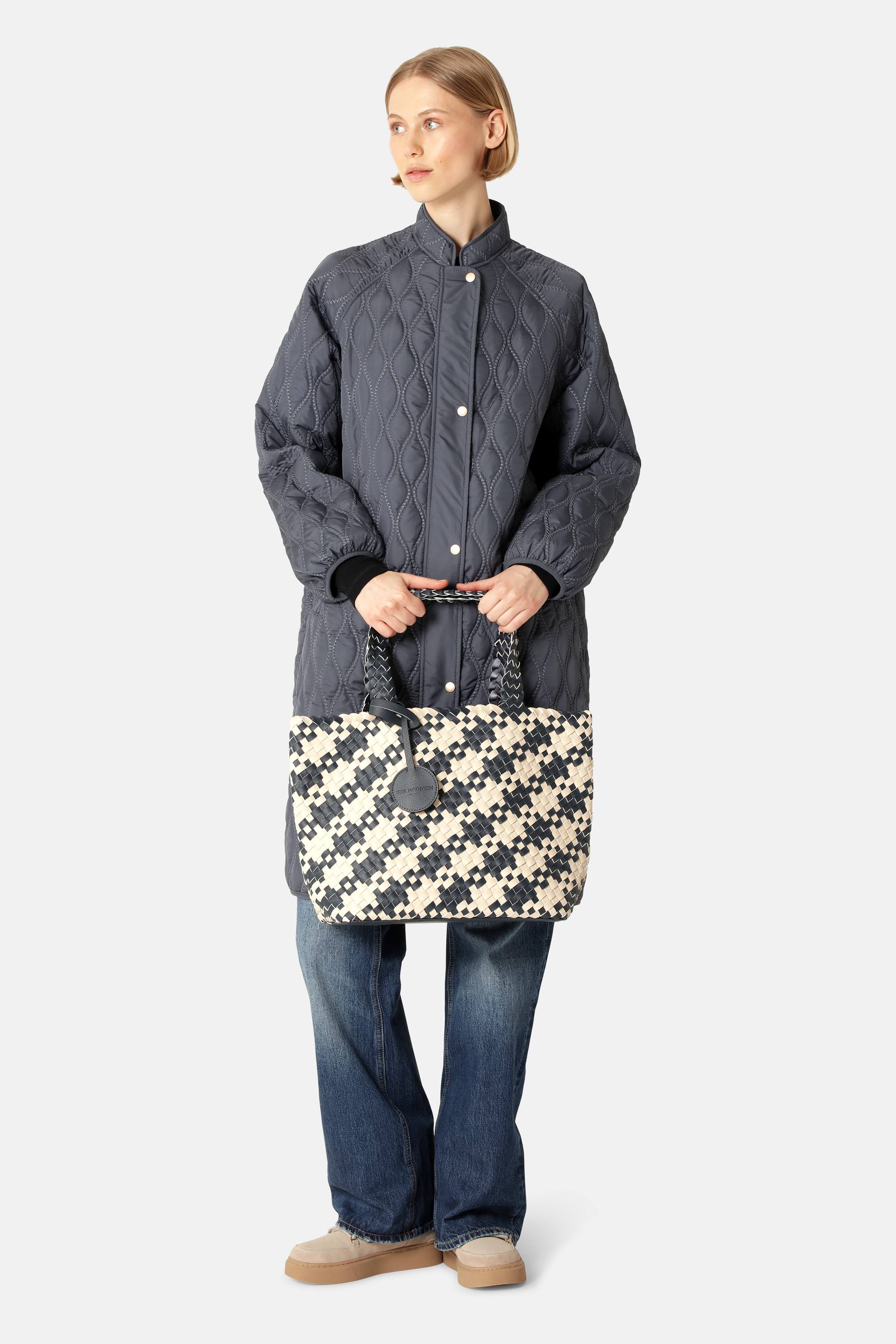 Houndstooth Braided Shopper - Ombre Blue light Sand