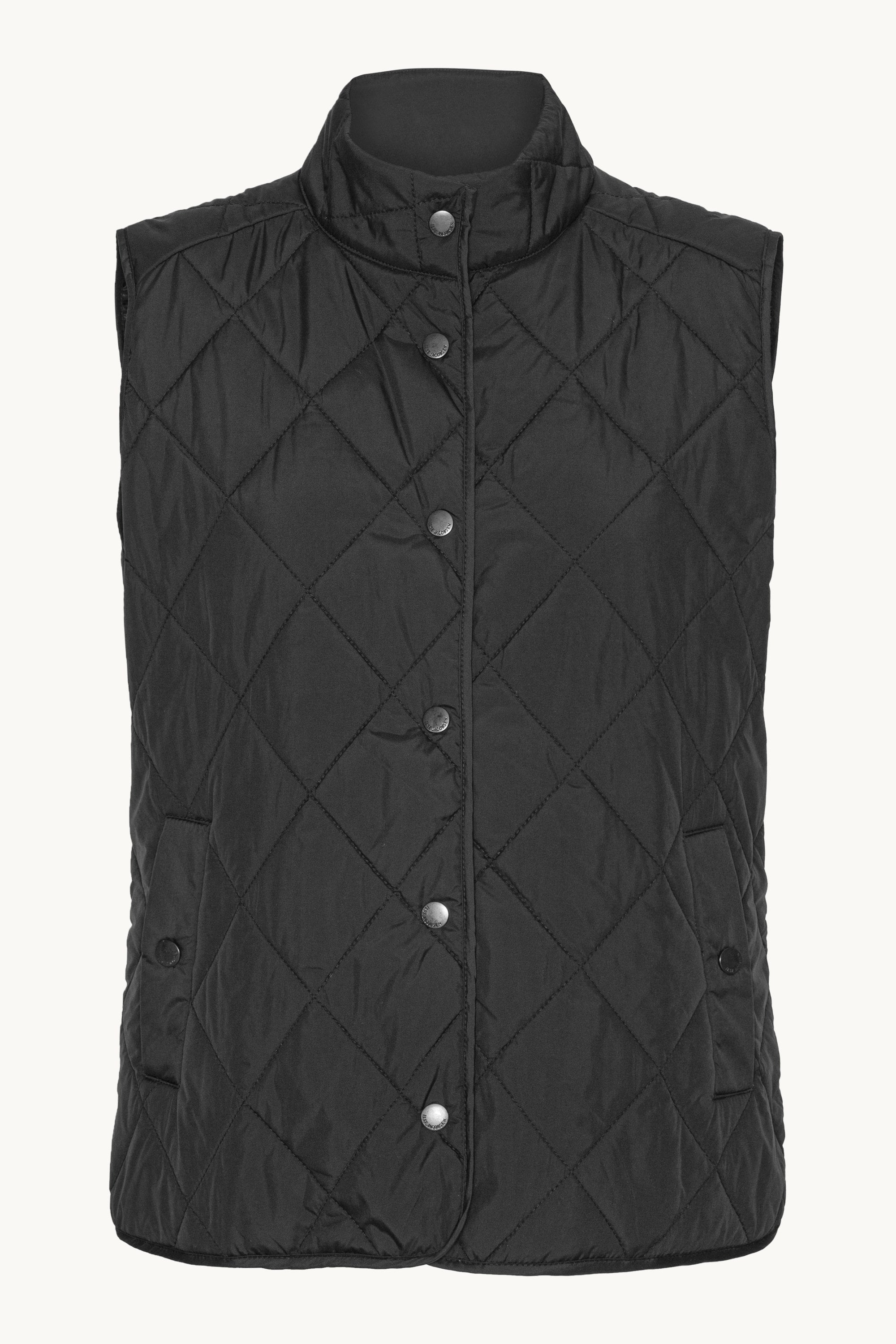 Short Quilted Vest - Black