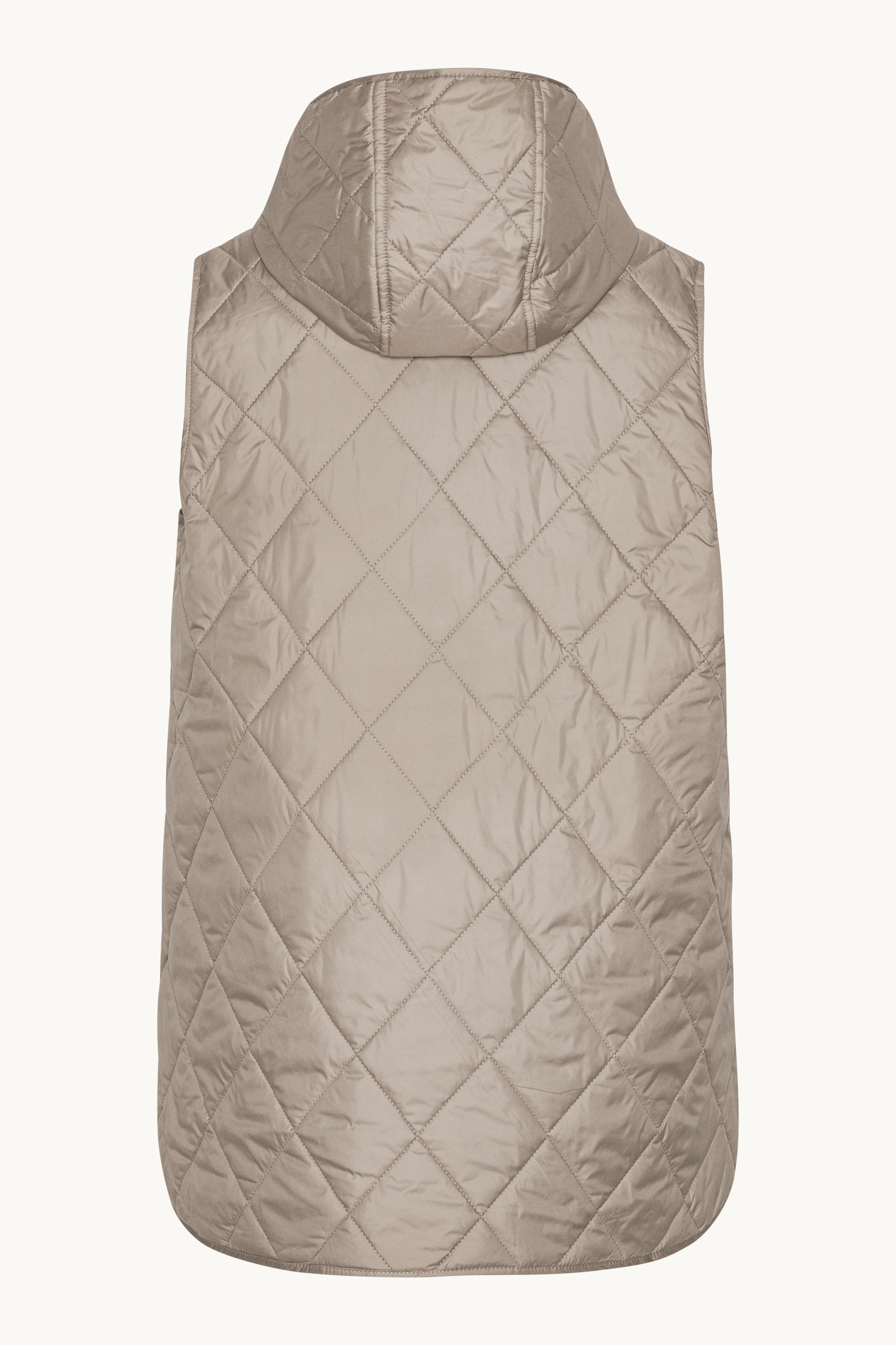 Quilted Long Vest - Greige