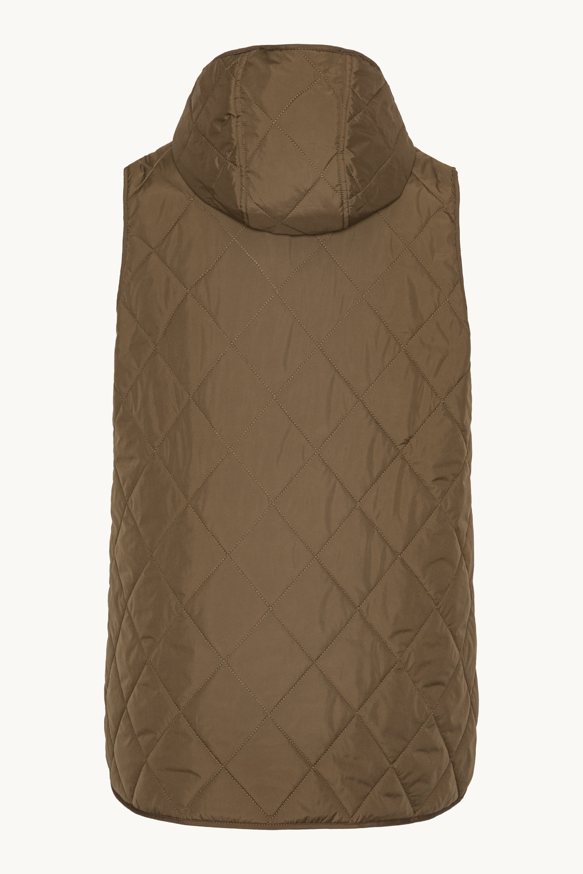 Quilted Long Vest - Nut