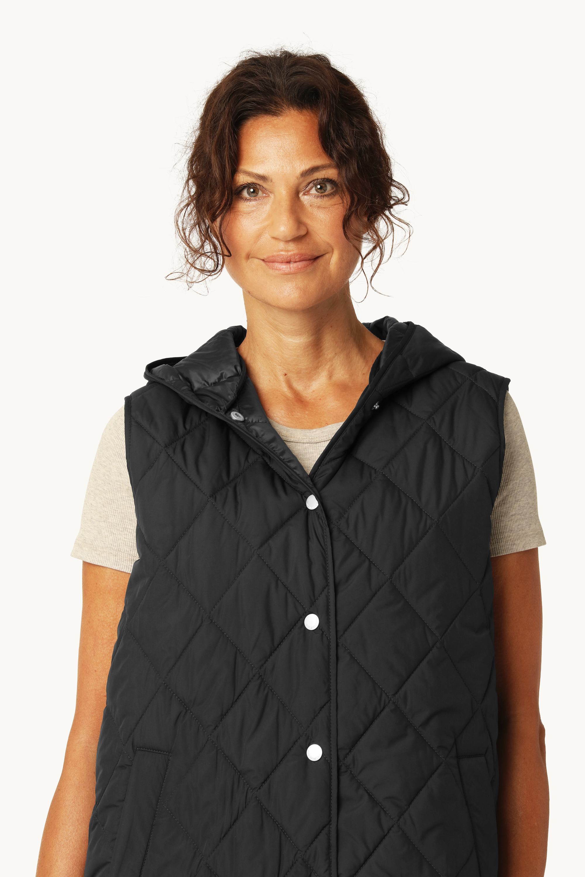 Quilted Long Vest - Dark Indigo