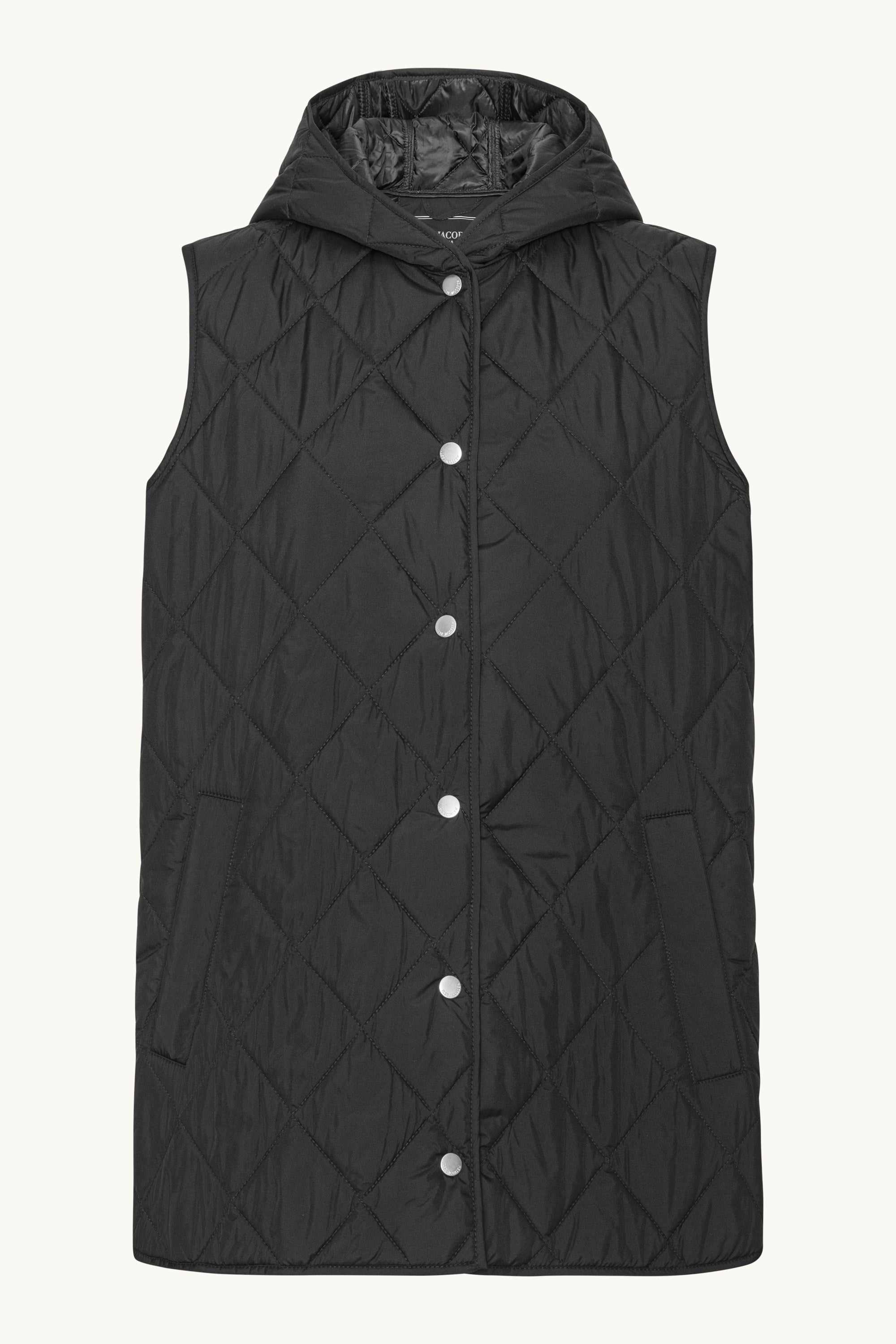 Quilted Long Vest - Dark Indigo