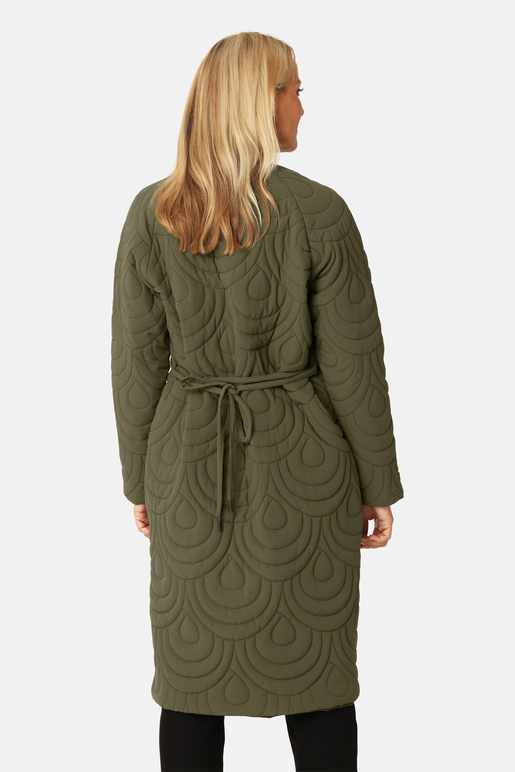 Long Quilted Jacket - Olive Night