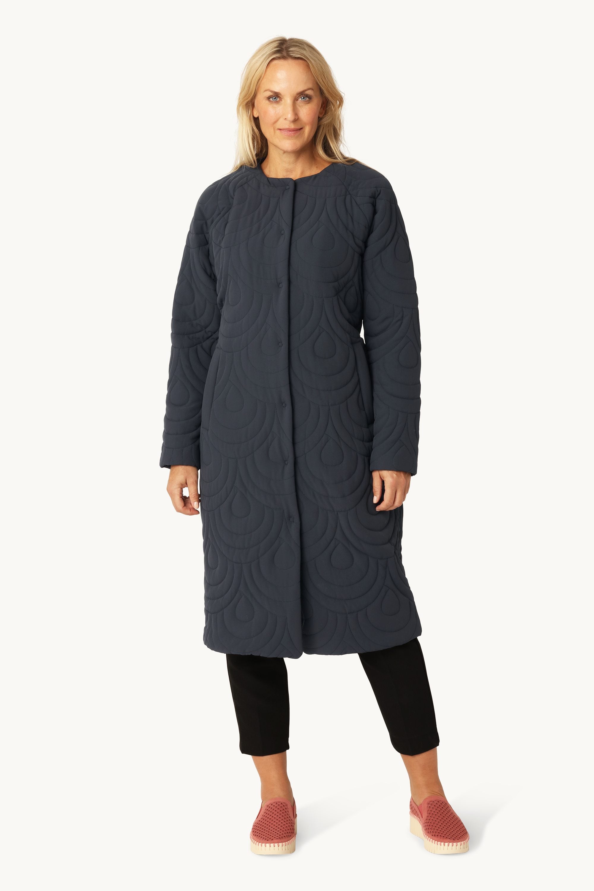 Long Quilted Jacket - Dark Indigo