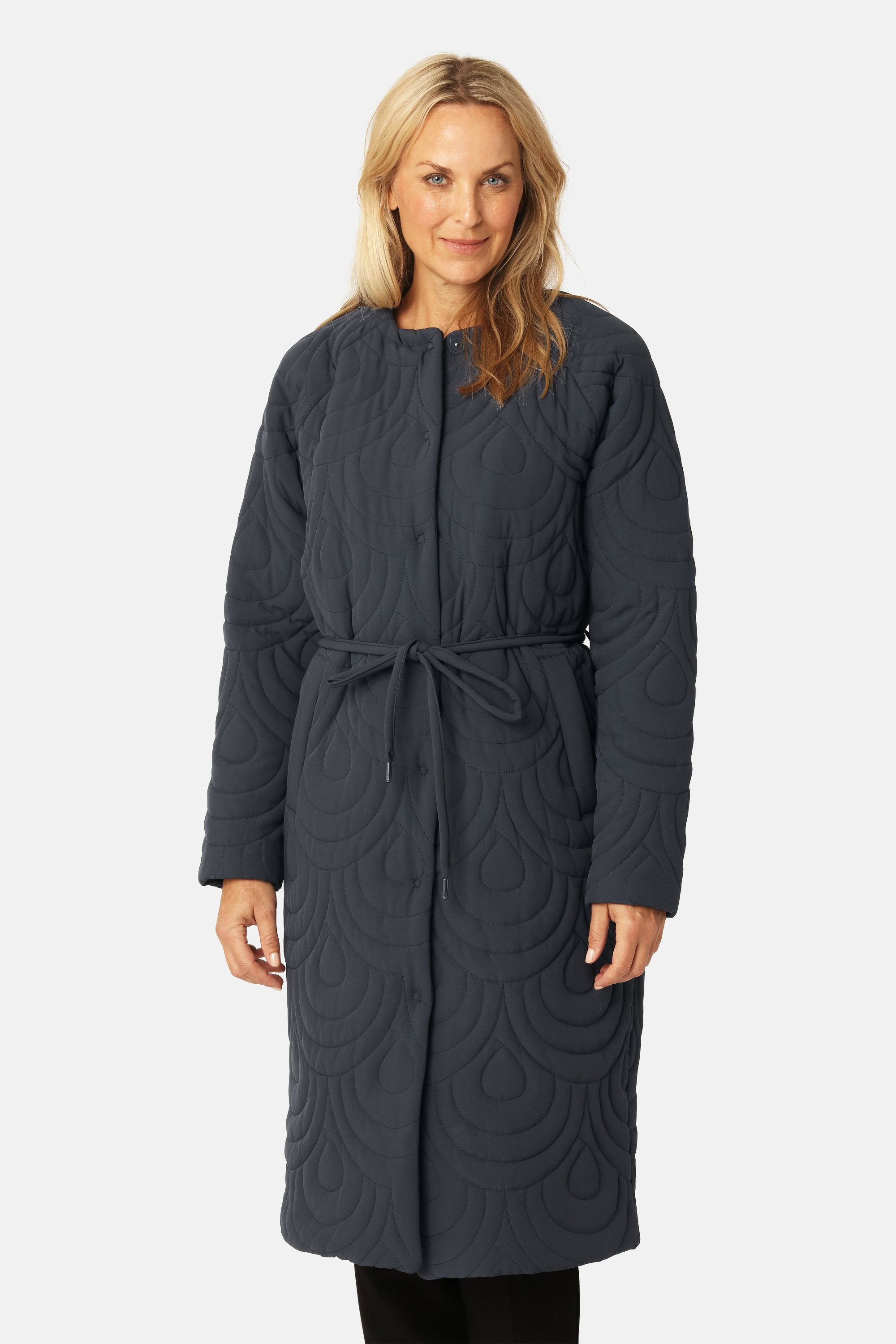 Long Quilted Jacket - Dark Indigo