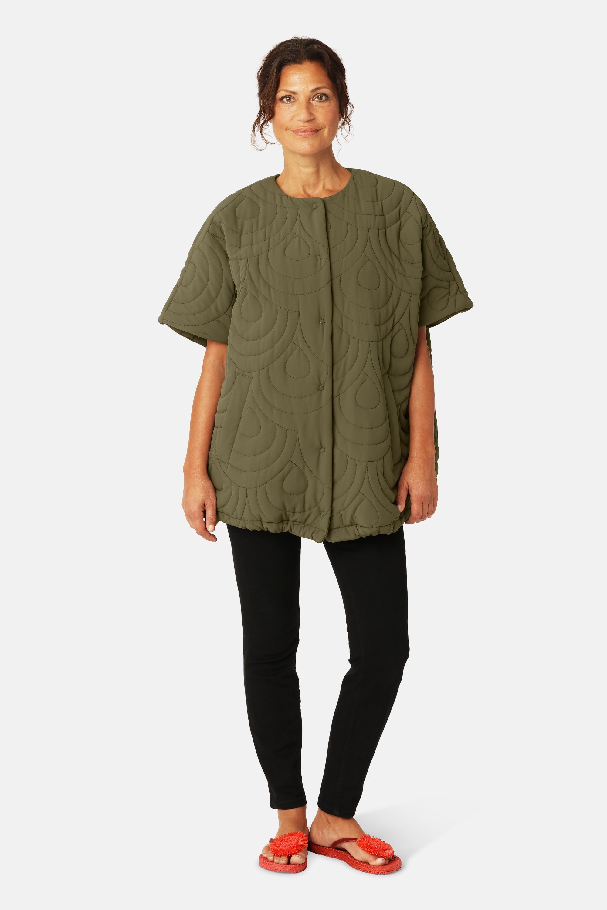 Short Quilted Cape - Olive Night