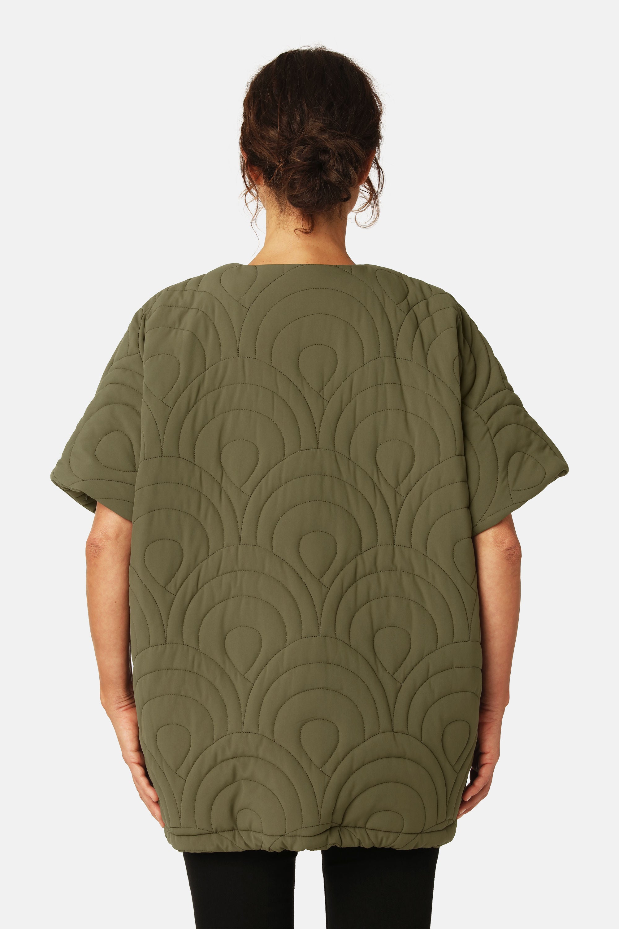 Short Quilted Cape - Olive Night