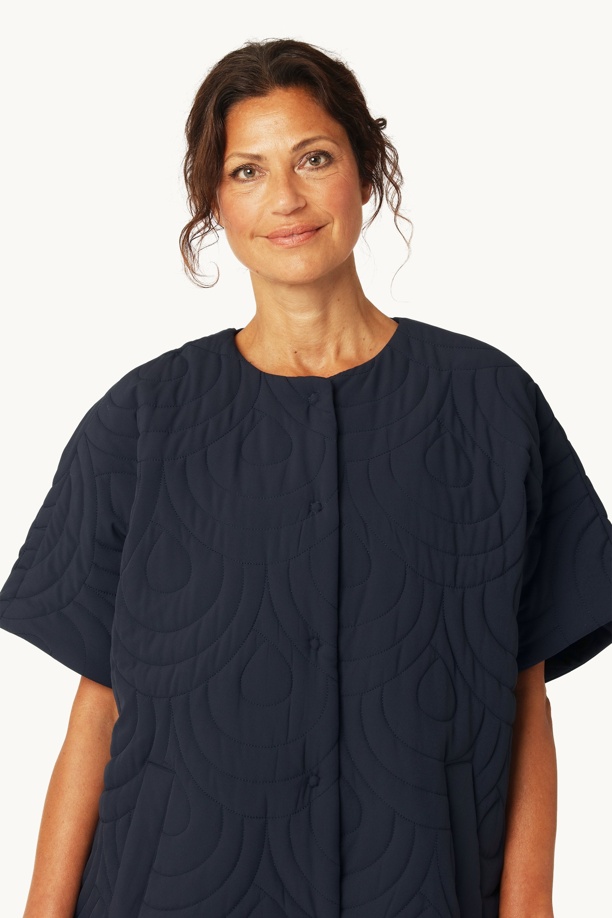 Short Quilted Cape - Dark Indigo