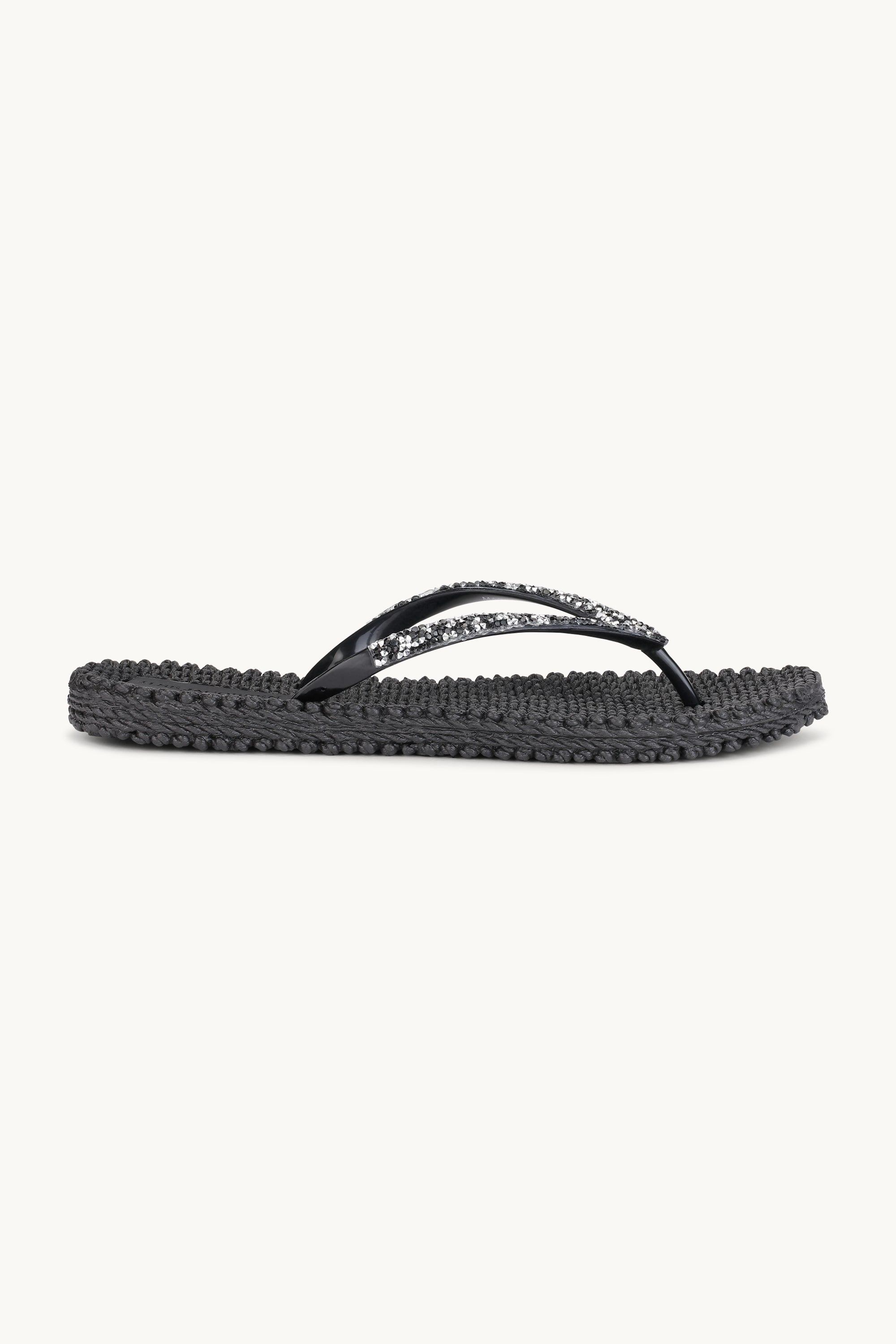 Flip Flops With Rhinestones - Black