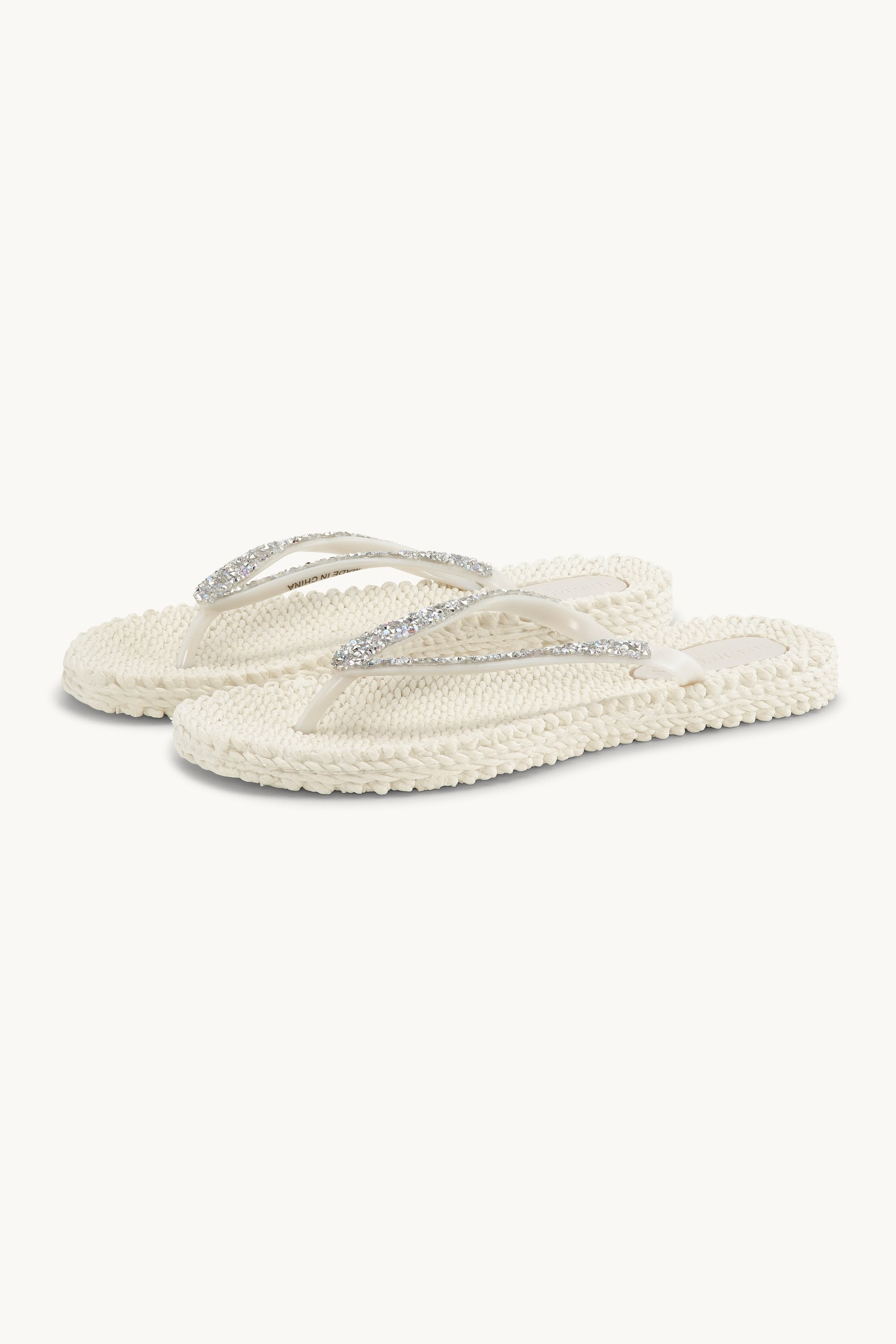 Flip Flops With Rhinestones - Creme