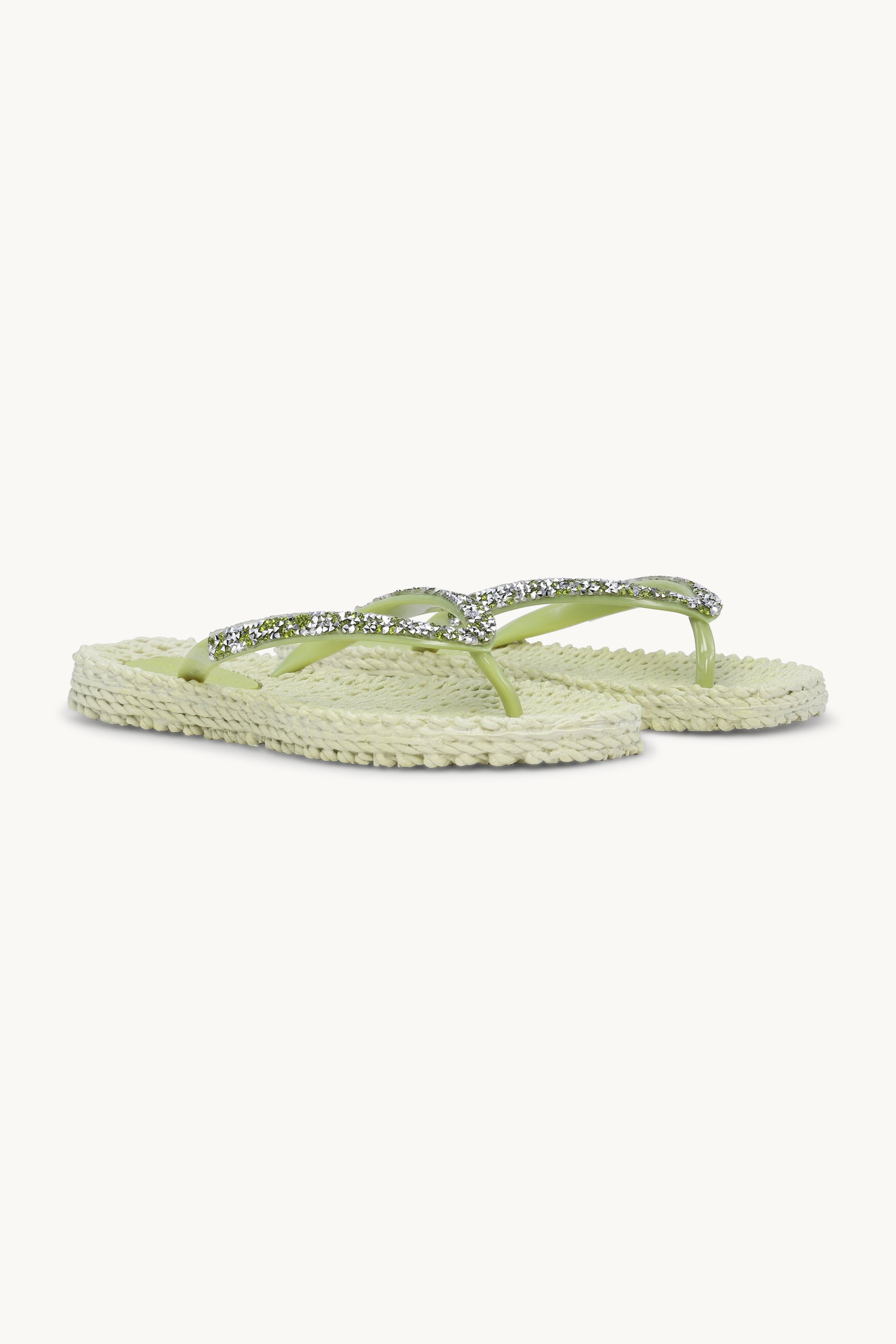 Flip Flops With Rhinestones - Moss