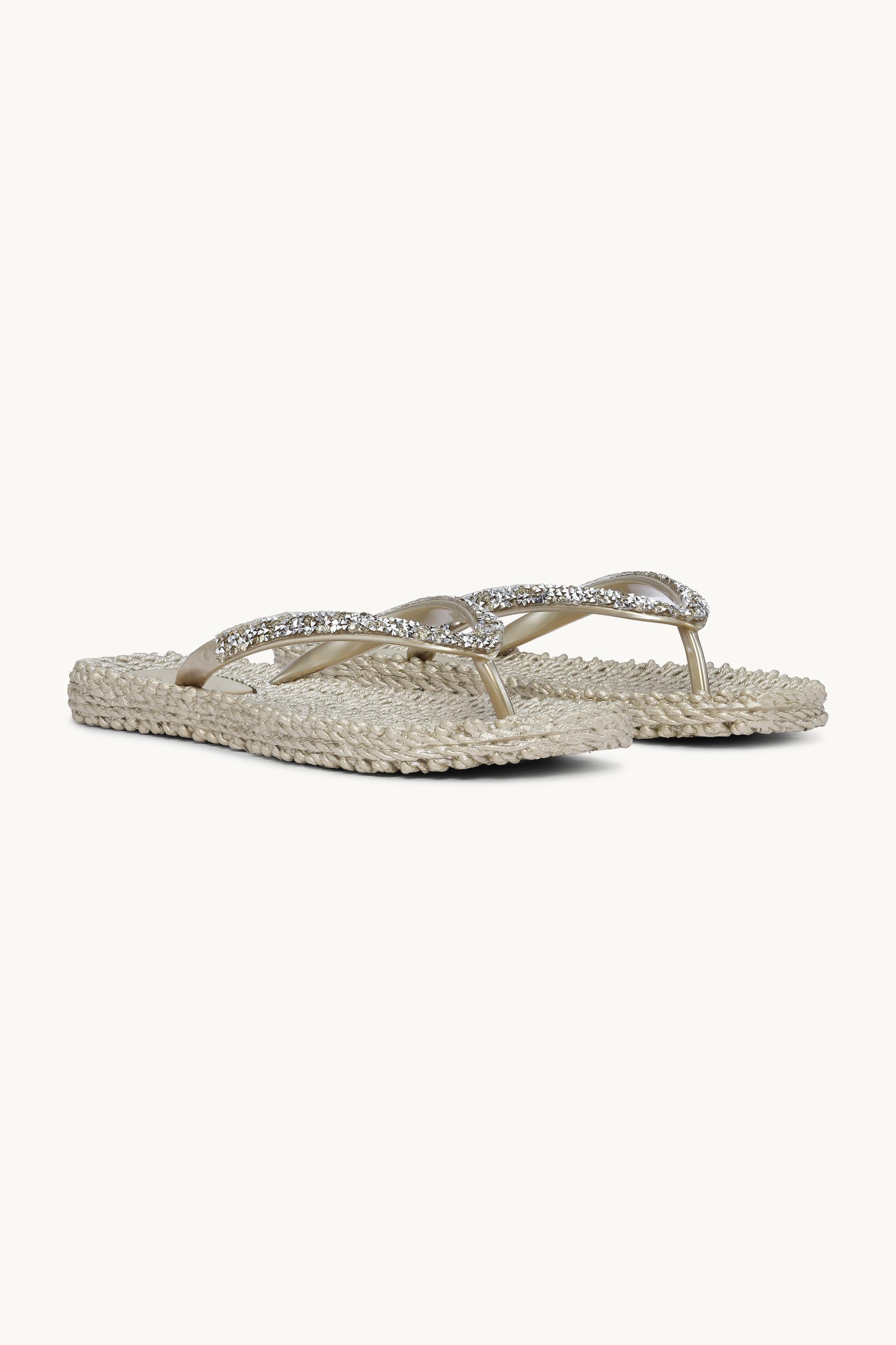 Flip Flops With Rhinestones - Platin