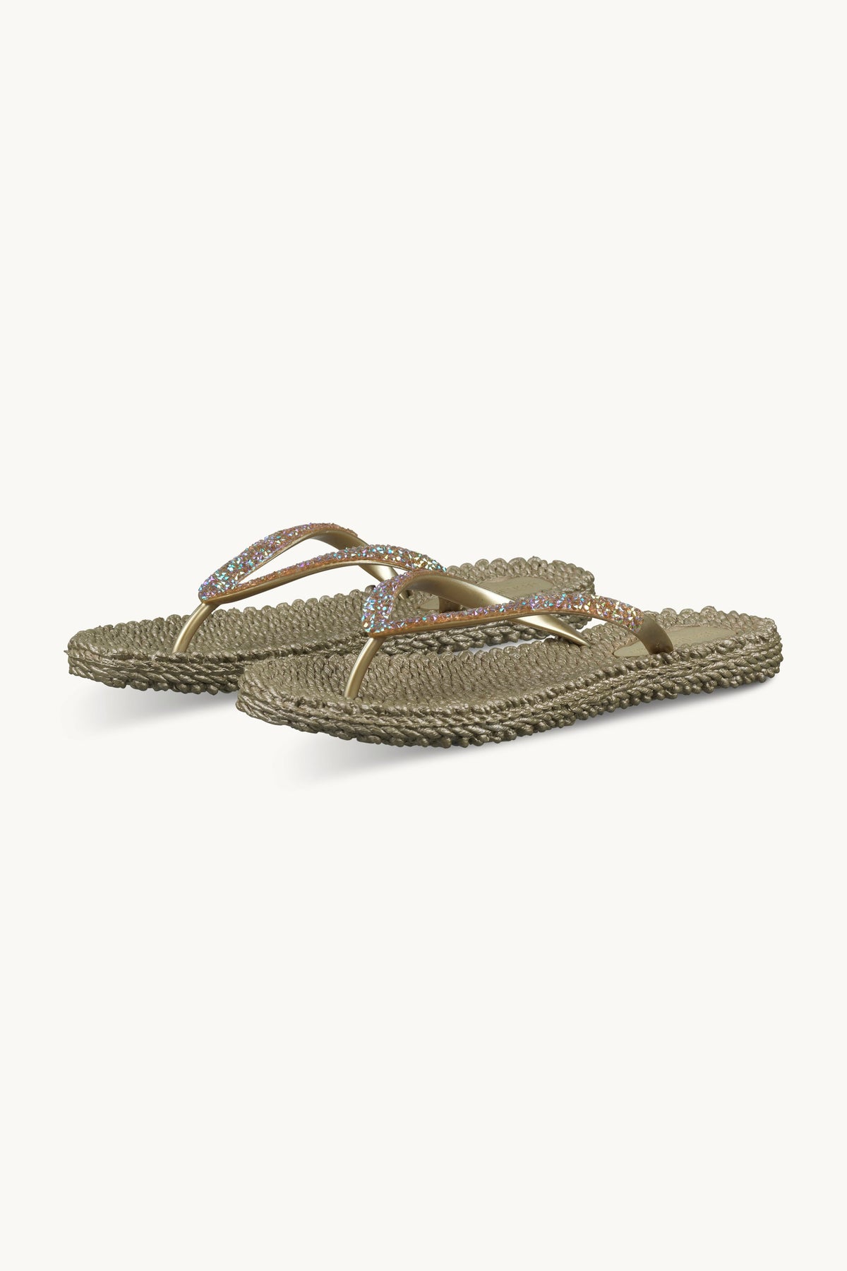 Flip-flops with Rhinestone-embellished Straps - Platin