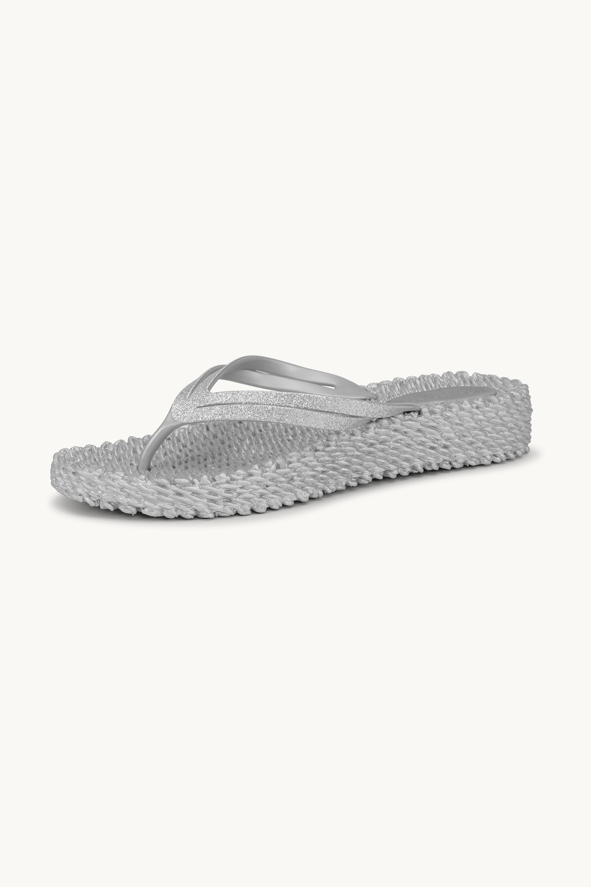 Platform Flip-flops Glitter - Silver