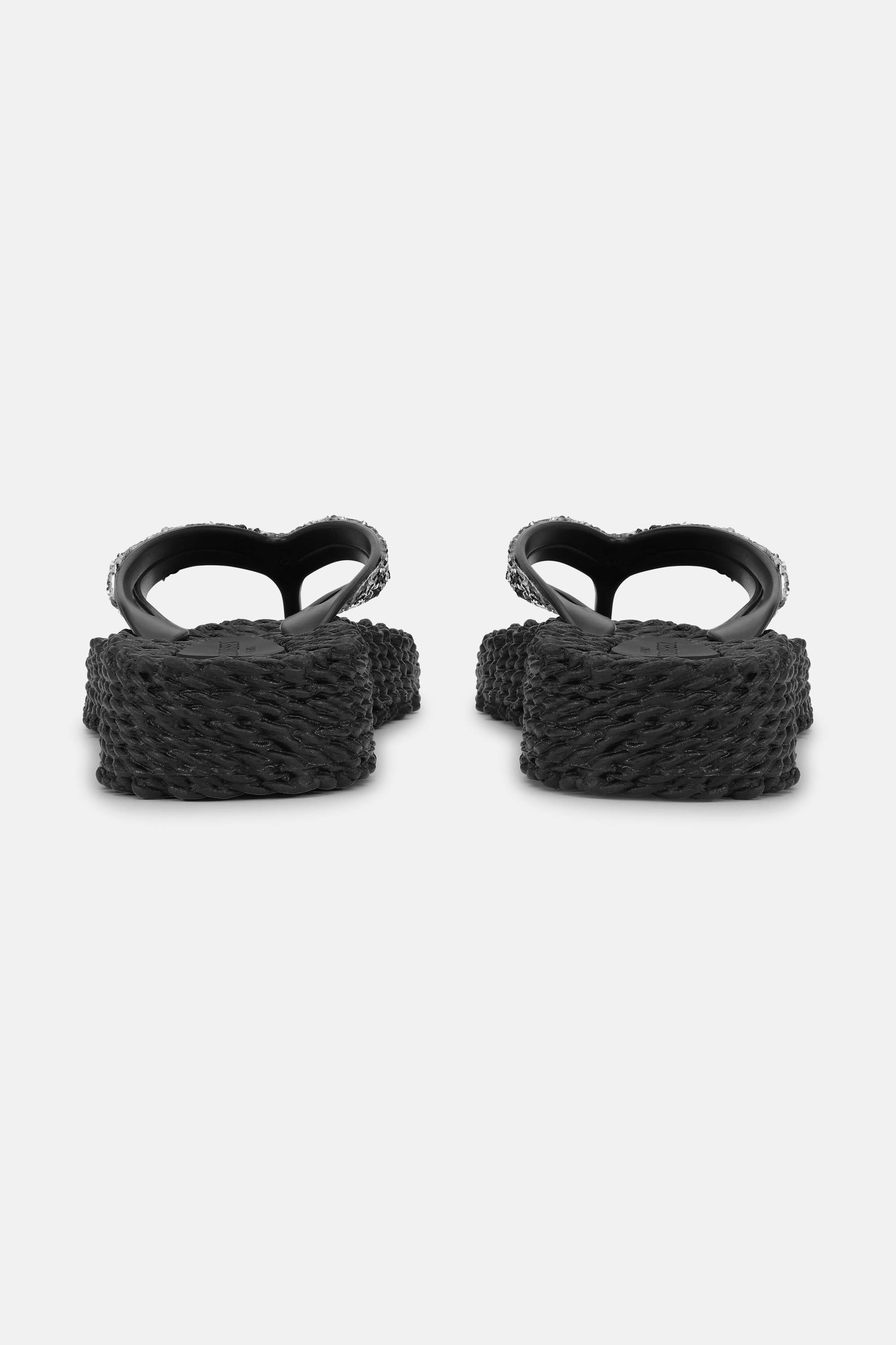Platform Flip-flops Glitter Stones - Black
