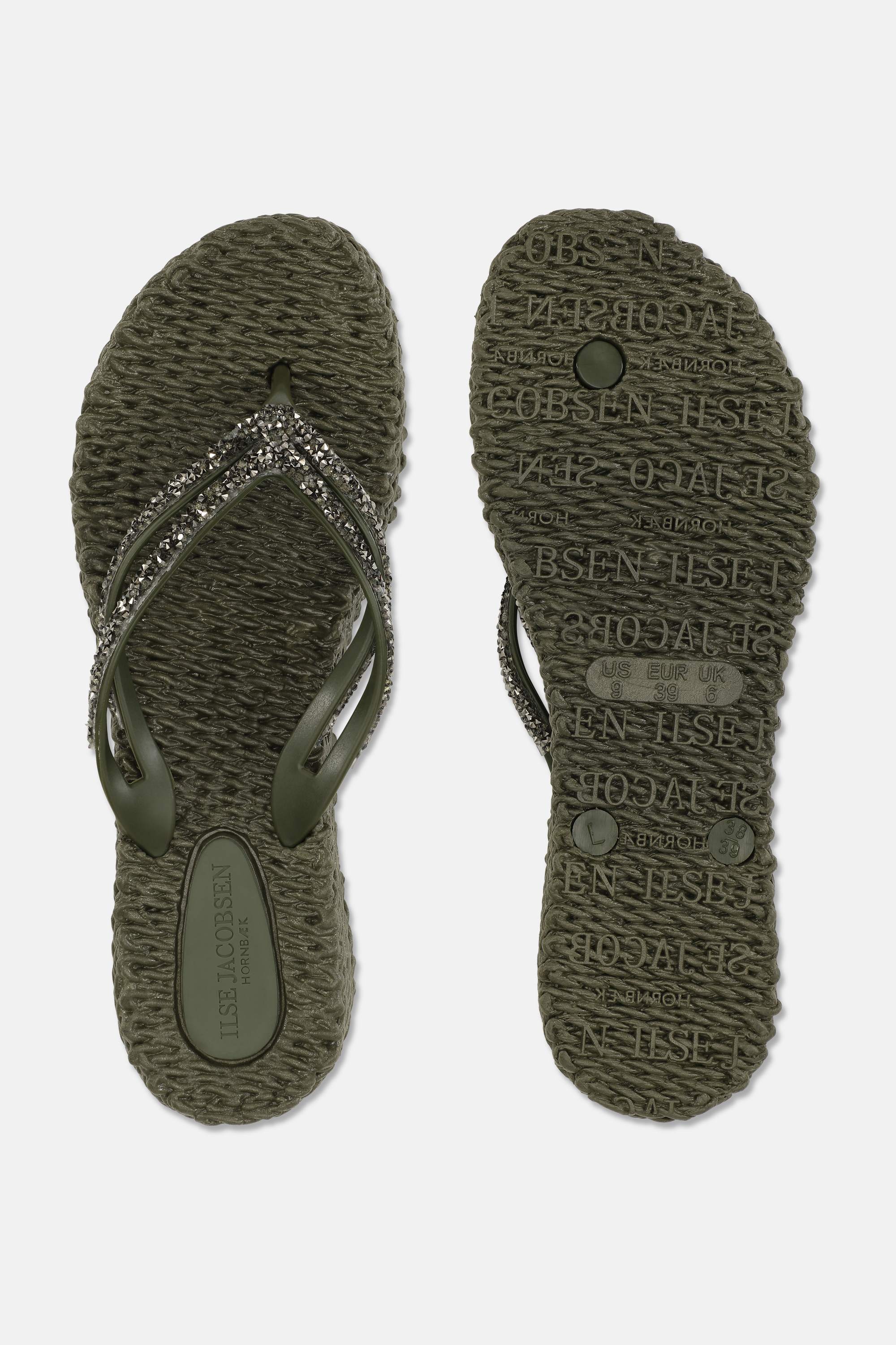 Platform Flip-flops Glitter Stones - Army