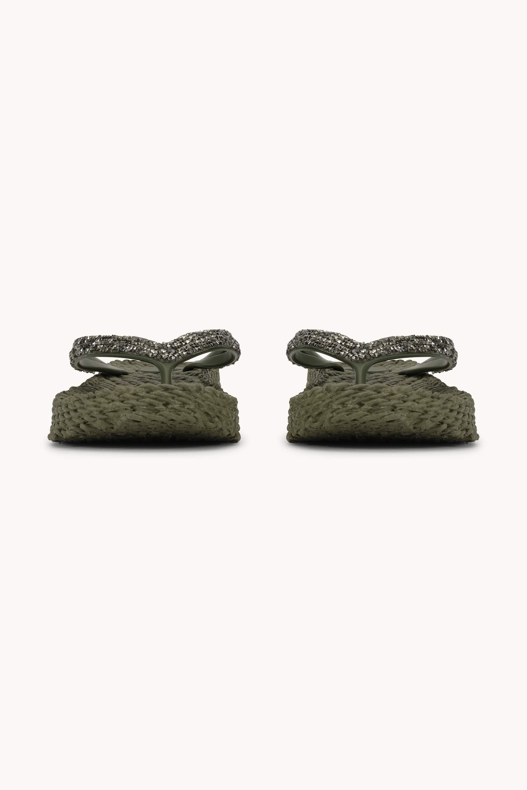 Platform Flip-flops Glitter Stones - Army