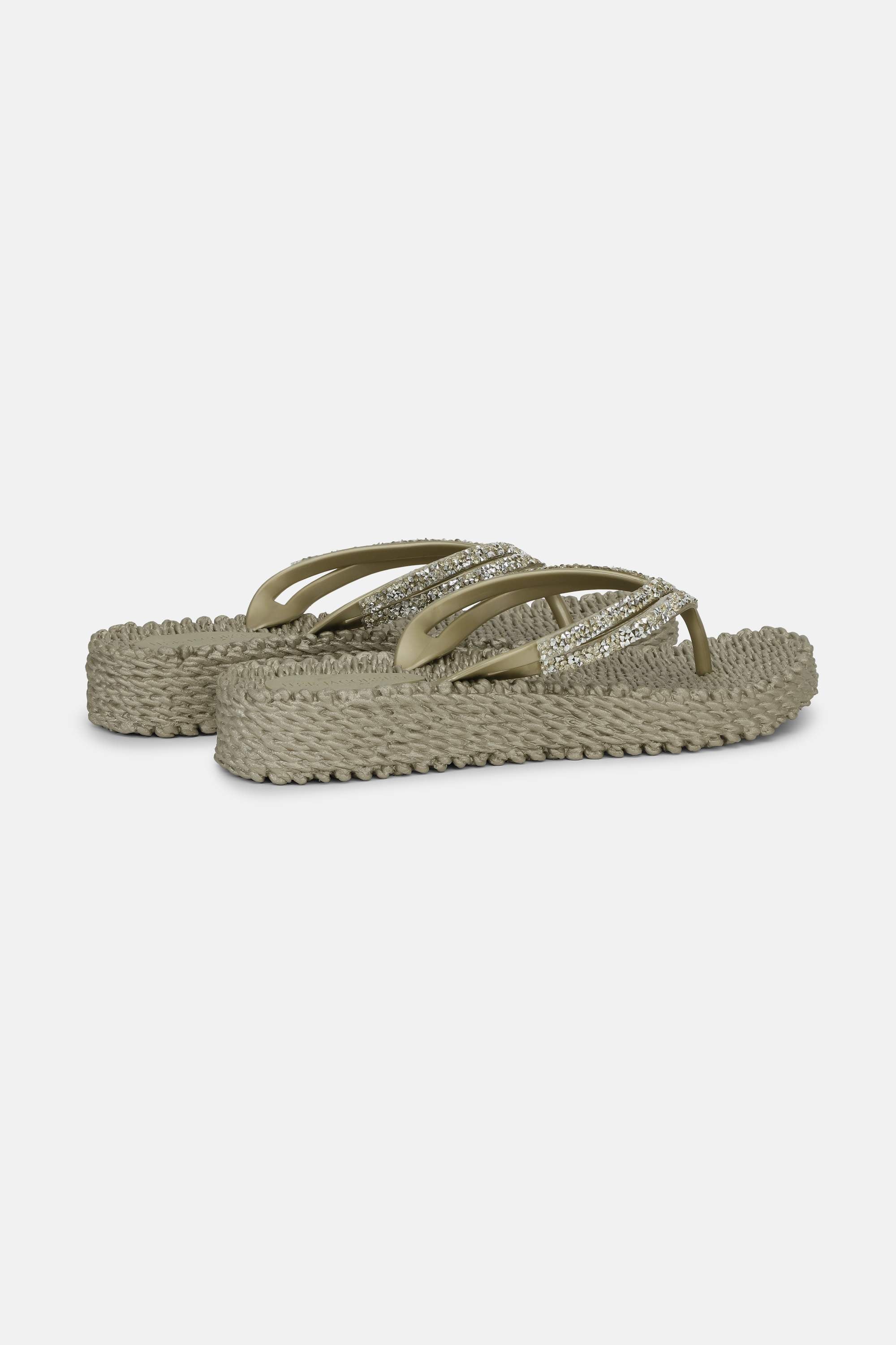 Platform Flip-flops Glitter Stones - Platin