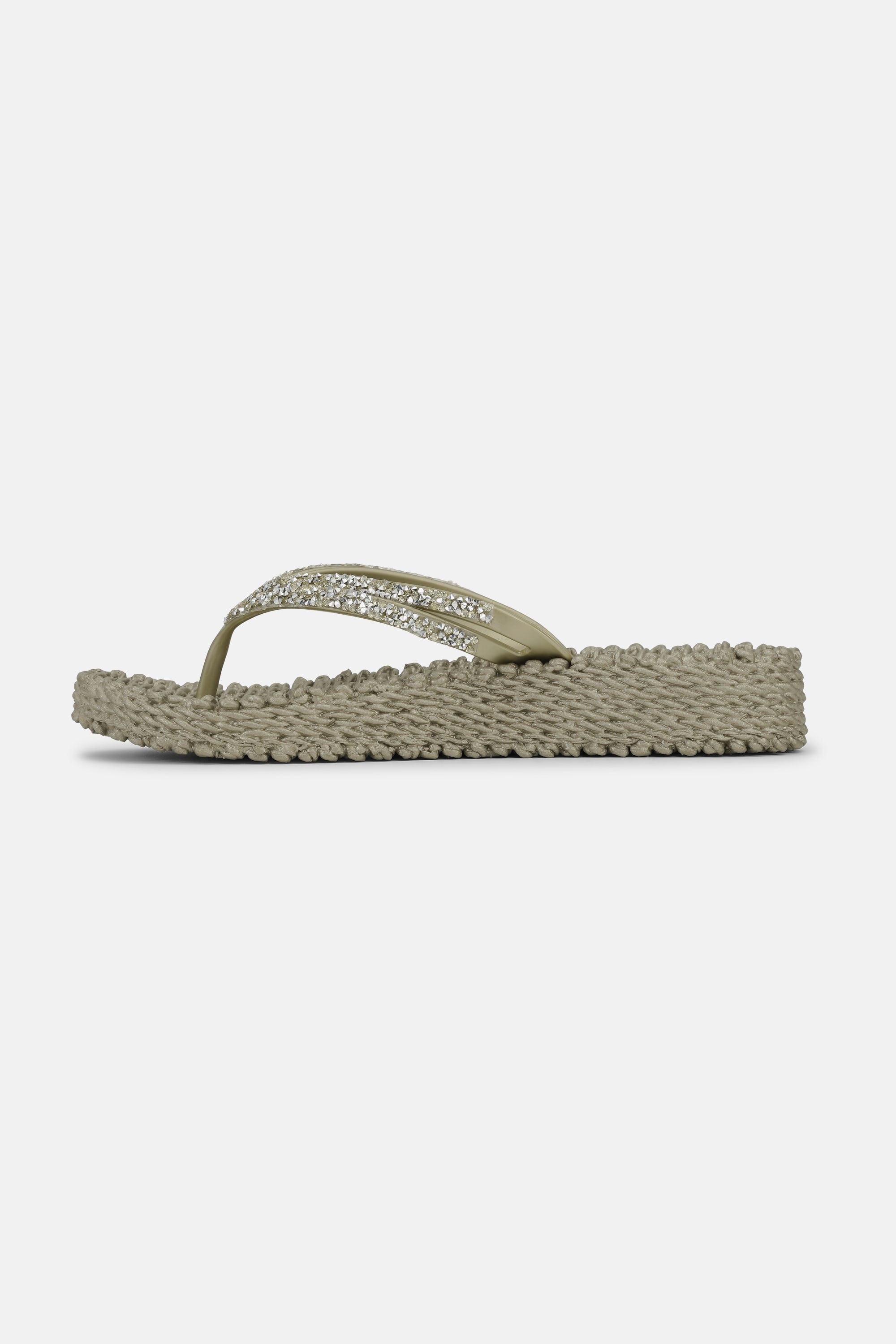 Platform Flip-flops Glitter Stones - Platin
