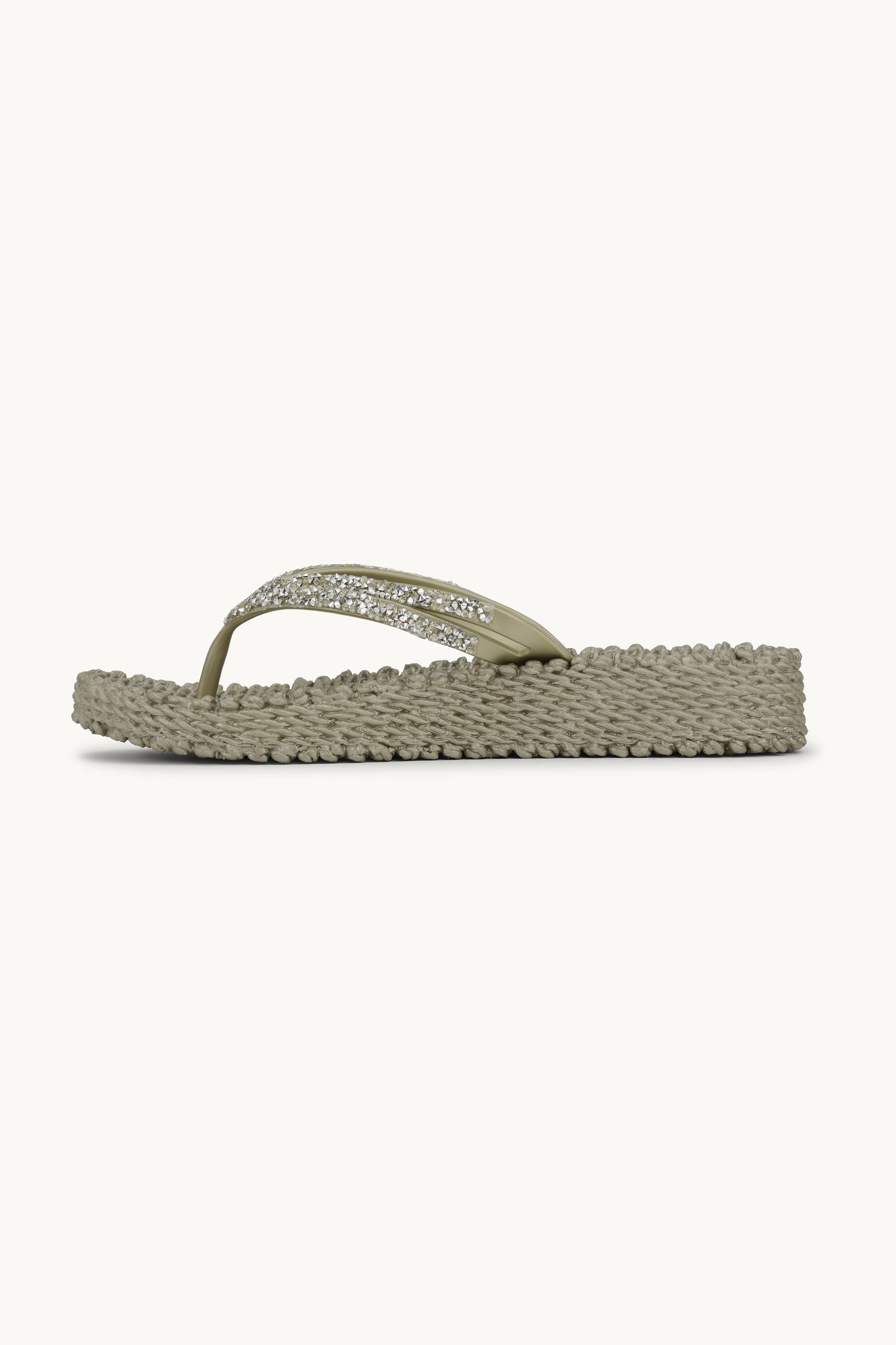 Platform Flip-flops Glitter Stones - Platin